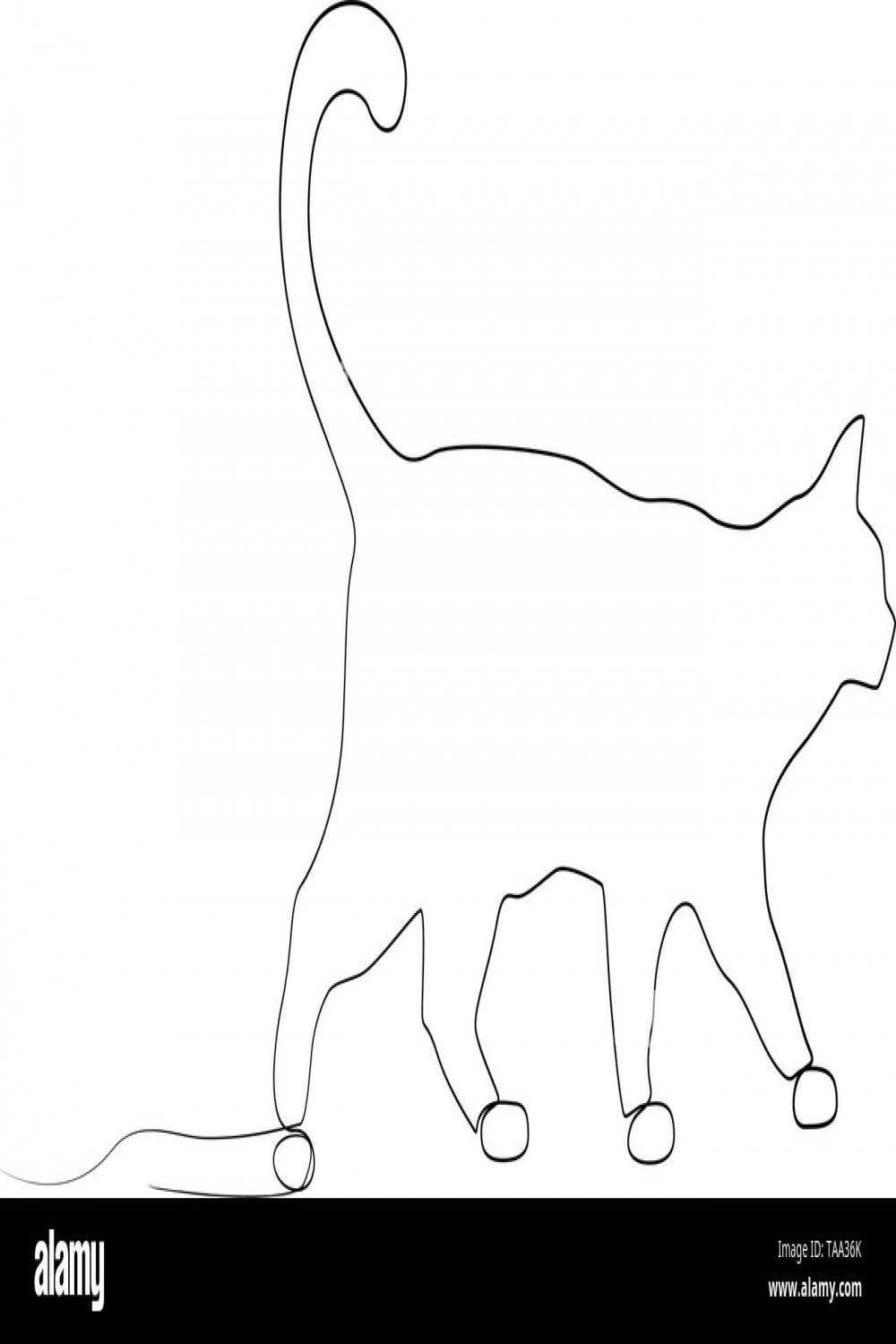 Continuous one line drawing Walking cat