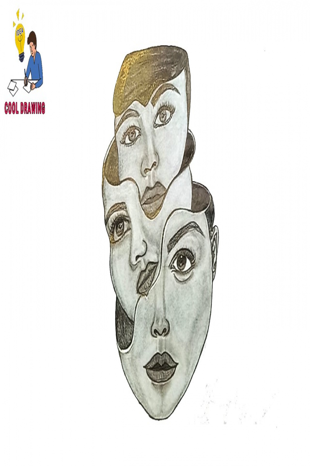 Creative Face Drawing Ideas  Three Face Drawing  Creative Drawing Ideas   Cool Drawing Ideas