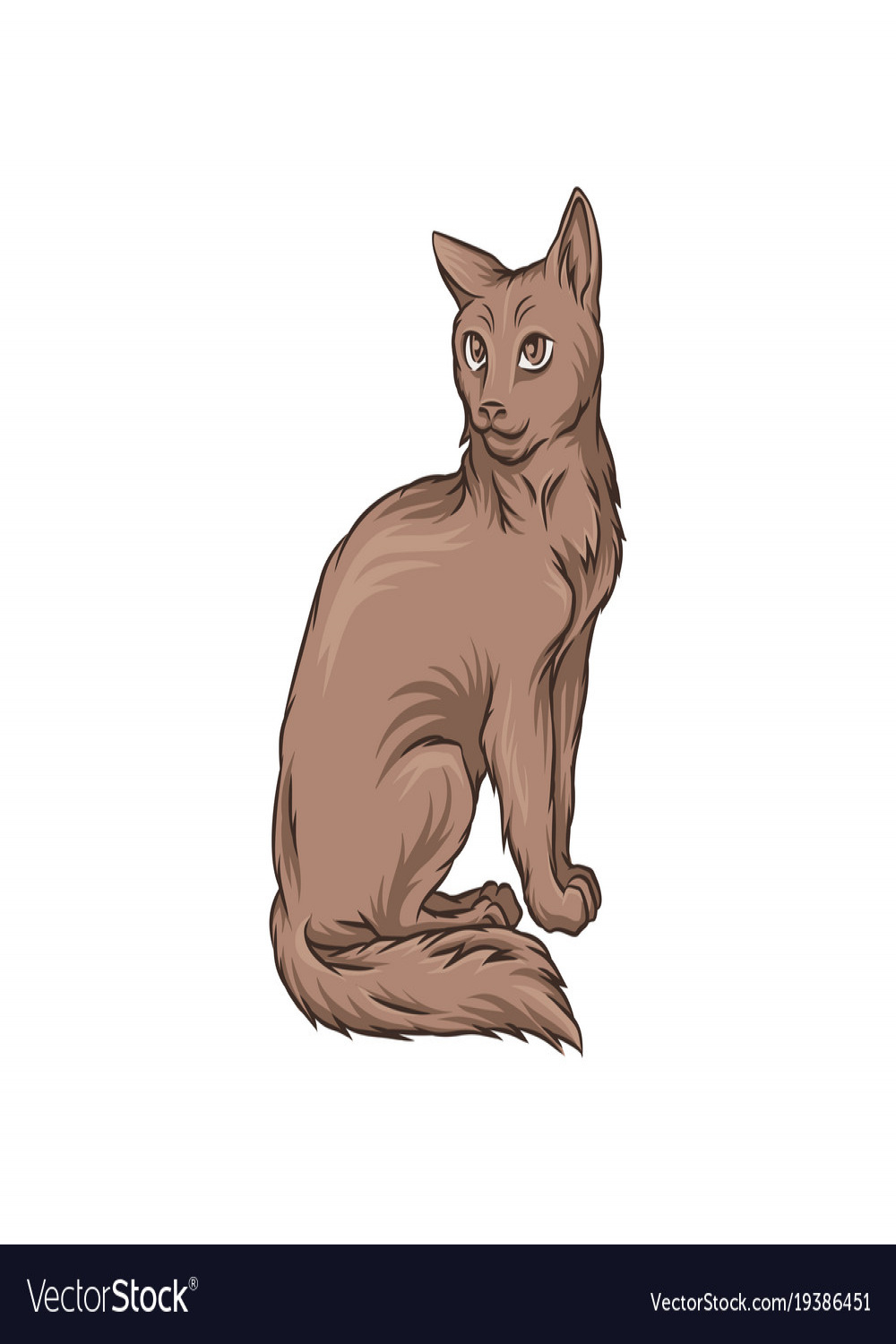 Cute brown cat pet animal hand drawn Royalty Free Vector