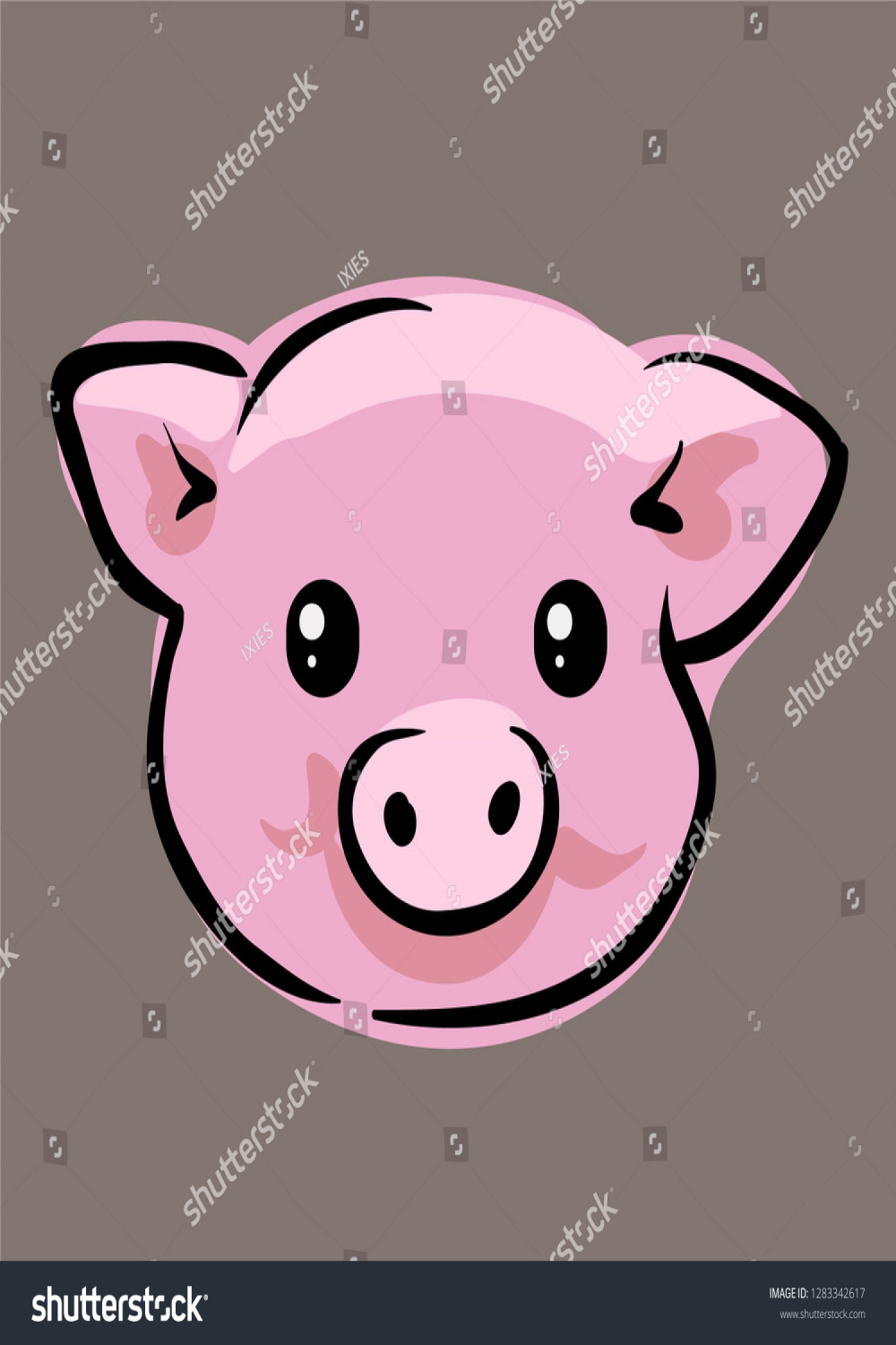 Cute Doodle Head Pig Isolated Vector: Stock-Vektorgrafik