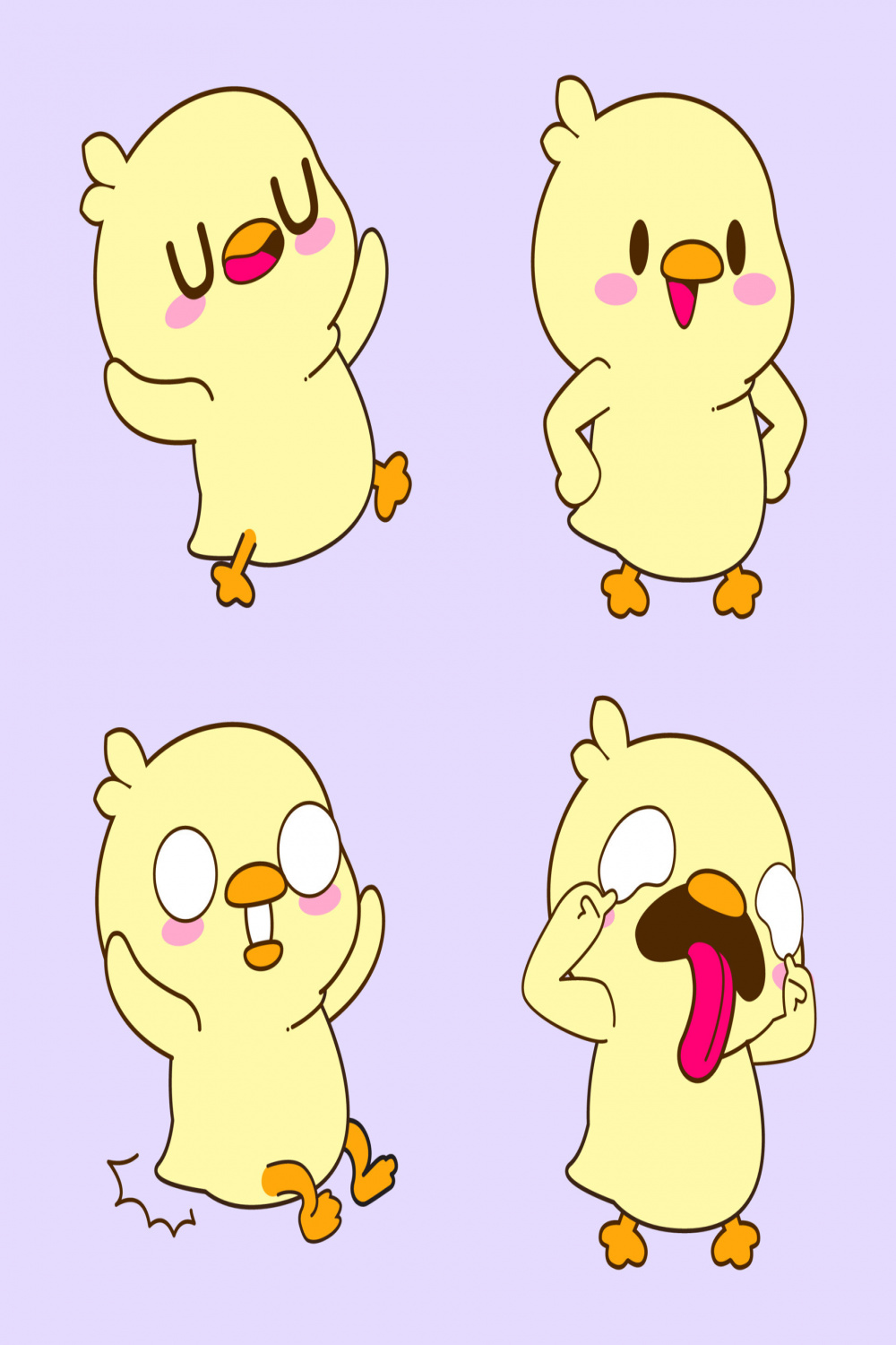 cute duck drawing, cute duckling sticker vector set  Vector