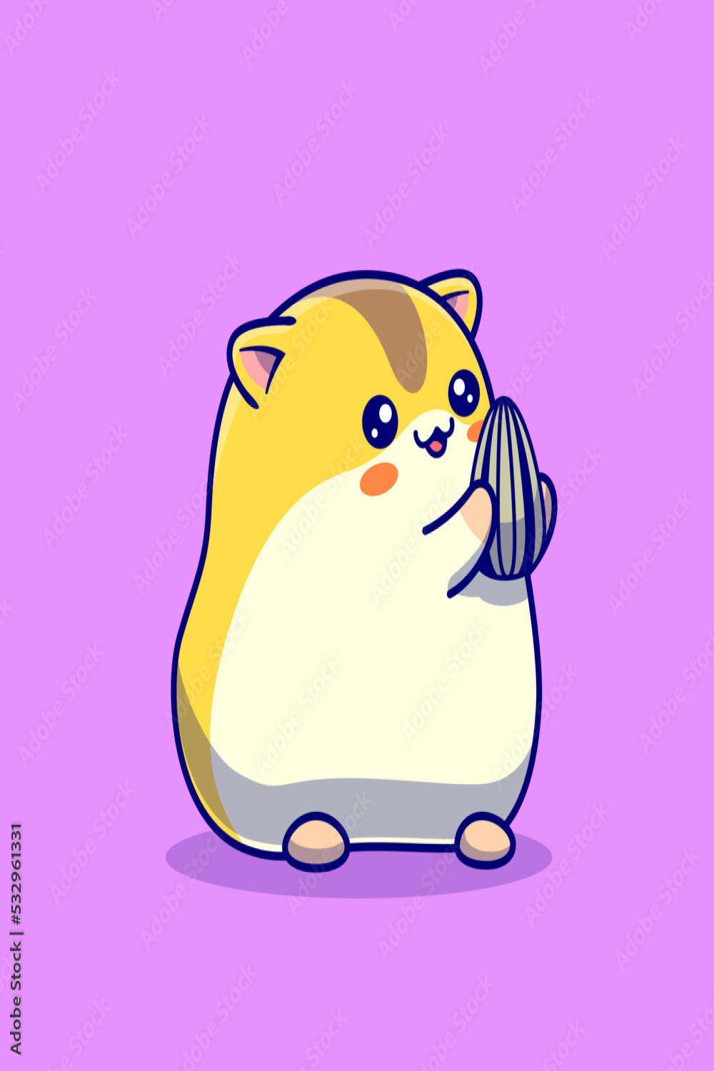 Cute Hamster Eating Sunflower Seed Cartoon Vector Icon