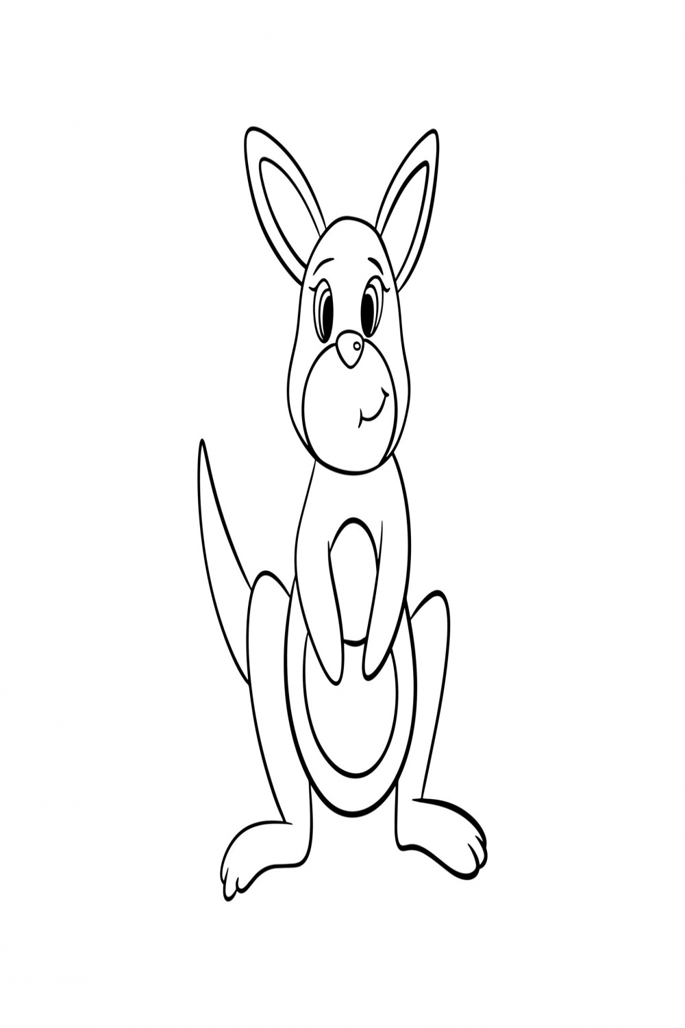Cute kangaroo drawn with a black outline  Vector Art at