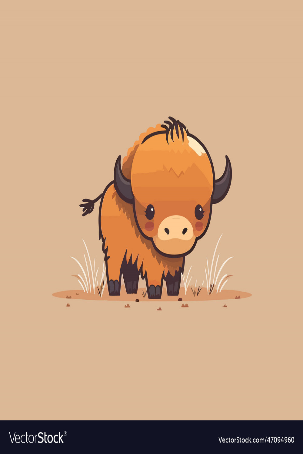 Cute kawaii buffalo chibi mascot cartoon style Vector Image