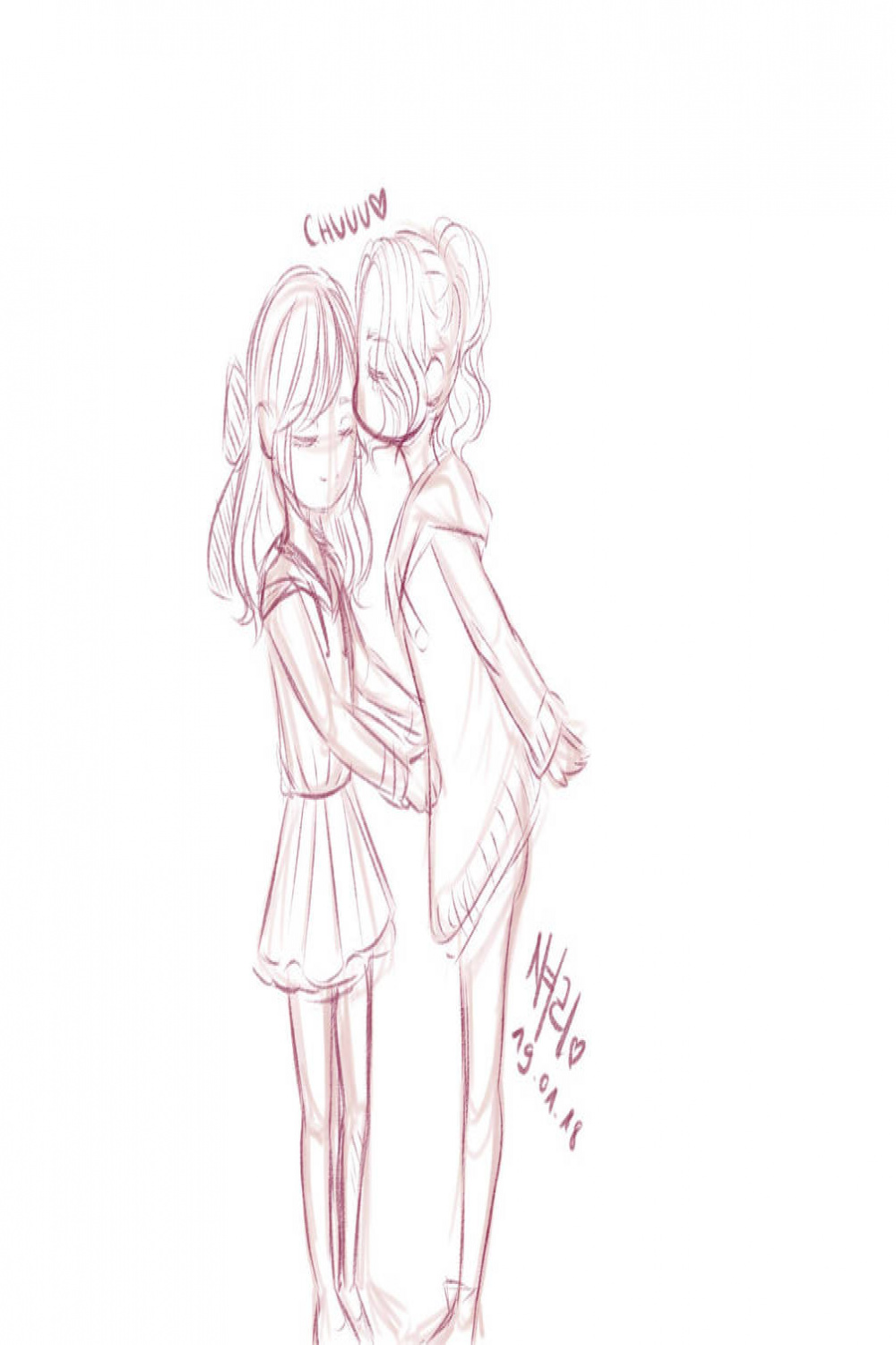 Cute lesbian couple sketch by SharryRen on DeviantArt
