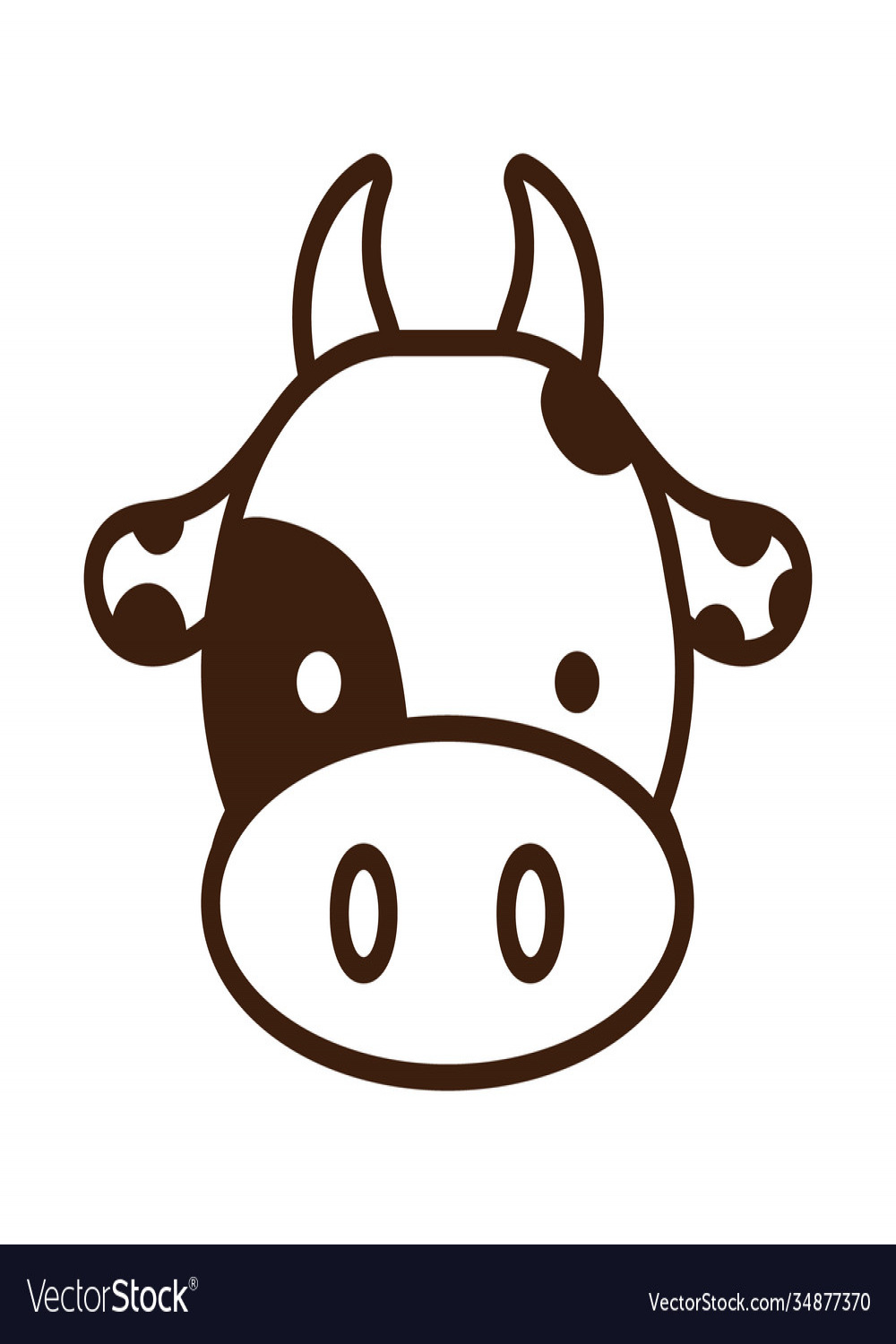 Cute little cow kawaii animal line style Vector Image
