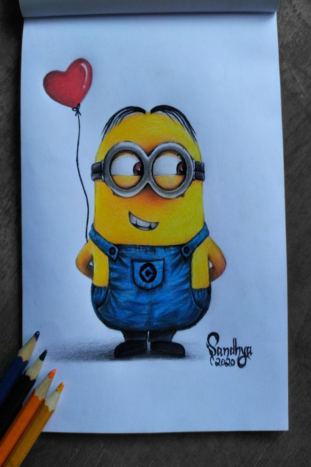 Cute minion drawing  color pencils minion sketch  easy to do