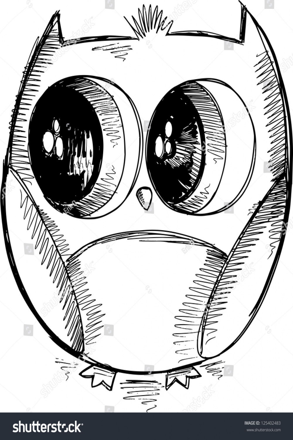 Cute Owl Sketch Doodle Vector Stock Vector (Royalty Free