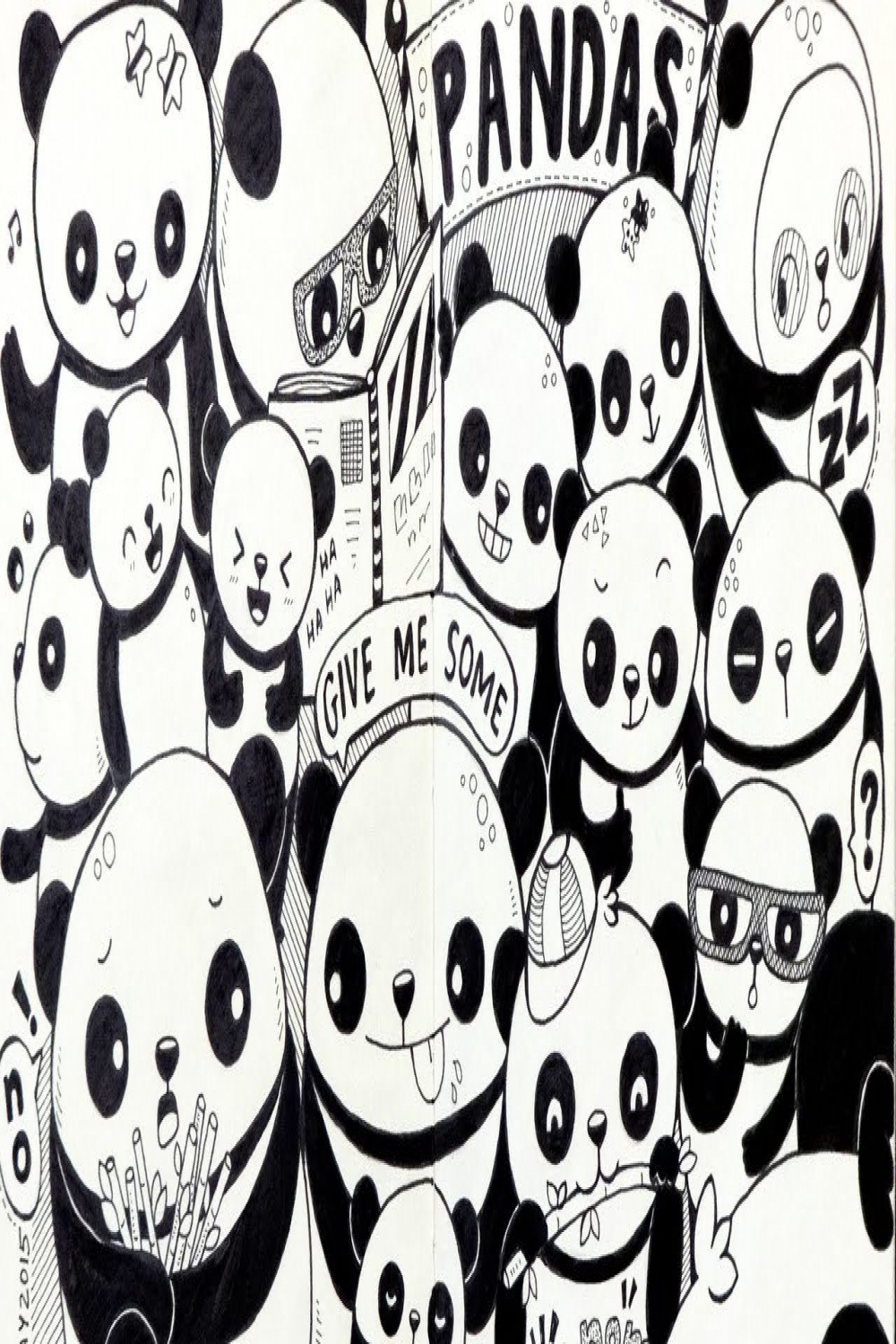 Cute panda drawing, Doodle art drawing, Doodle art