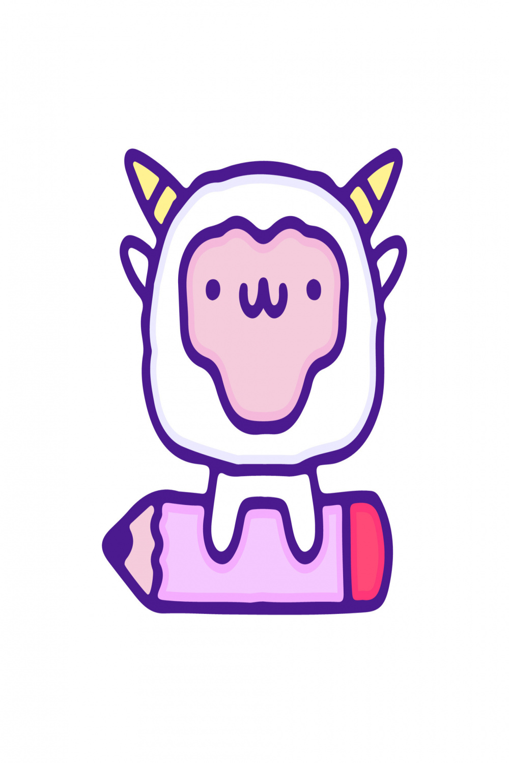 Cute sheep with pencil illustration, with soft pop style and old
