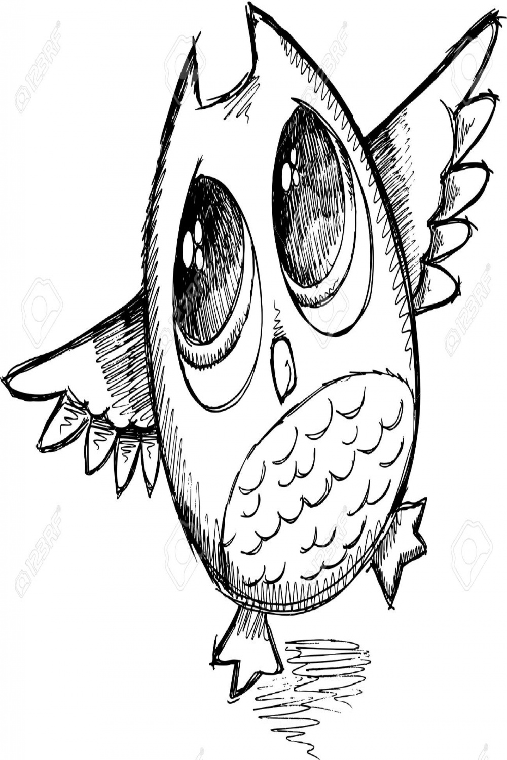 Cute Sketch Doodle Owl Vector Illustration Art Royalty Free SVG