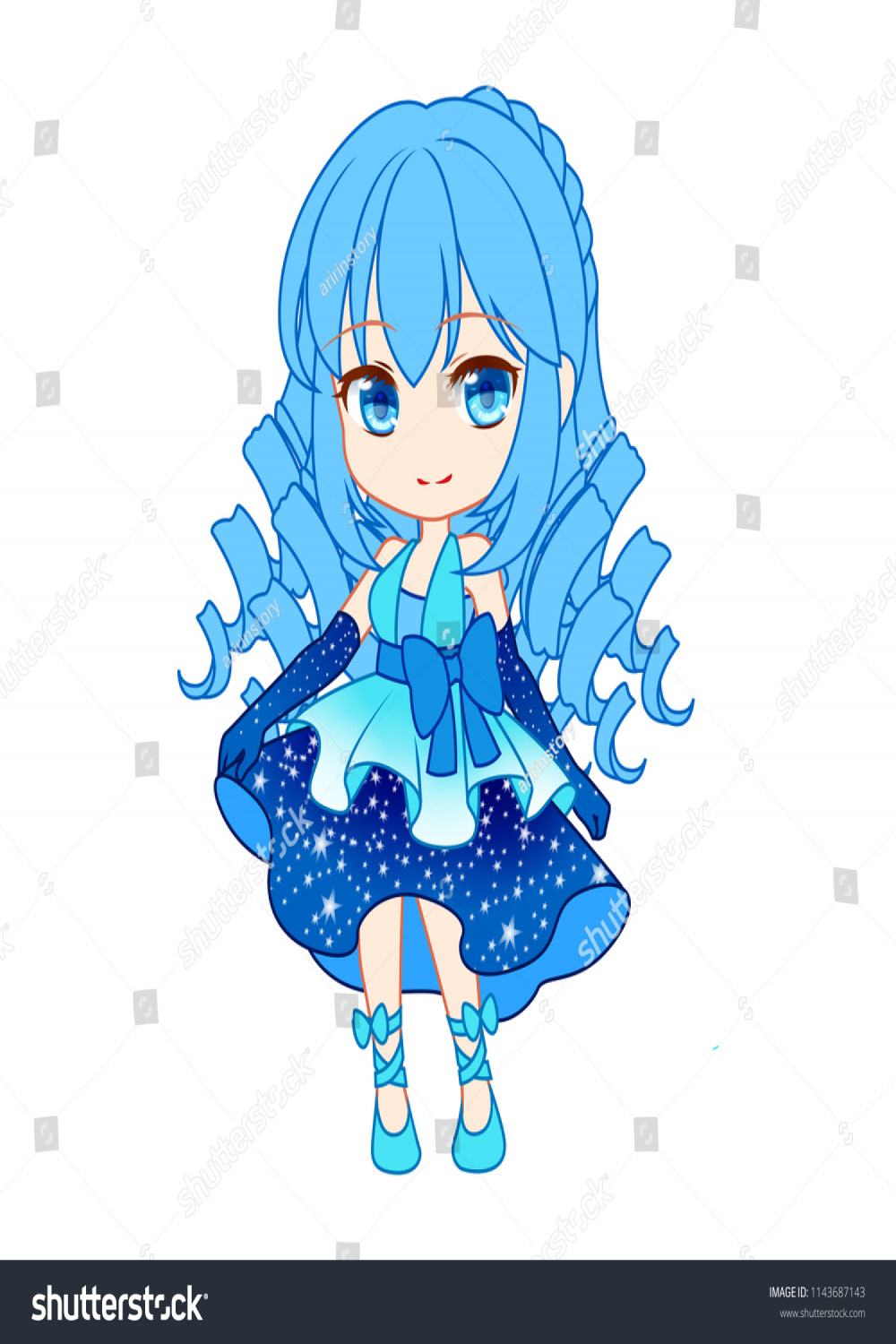 Cute Vector Illustration Beautiful Chibi Zodiac: Stock