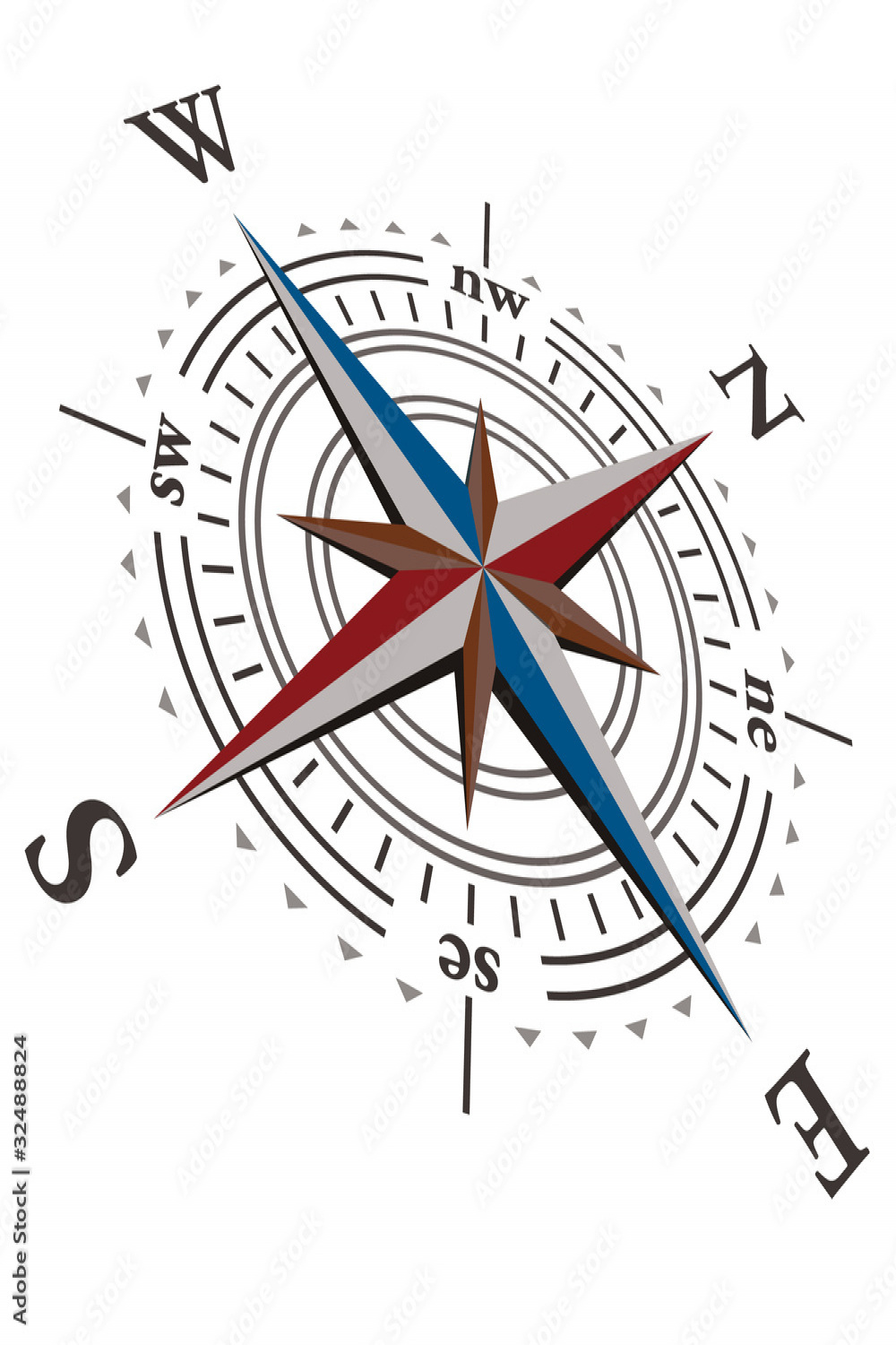 D Vector wind rose compass Stock-Vektorgrafik  Adobe Stock