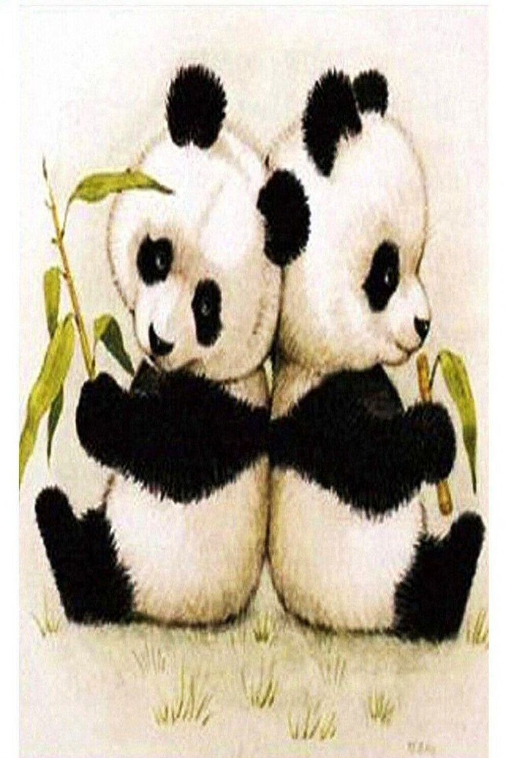 Diamond Painting Two Panda Cute Animal Design Portrait House