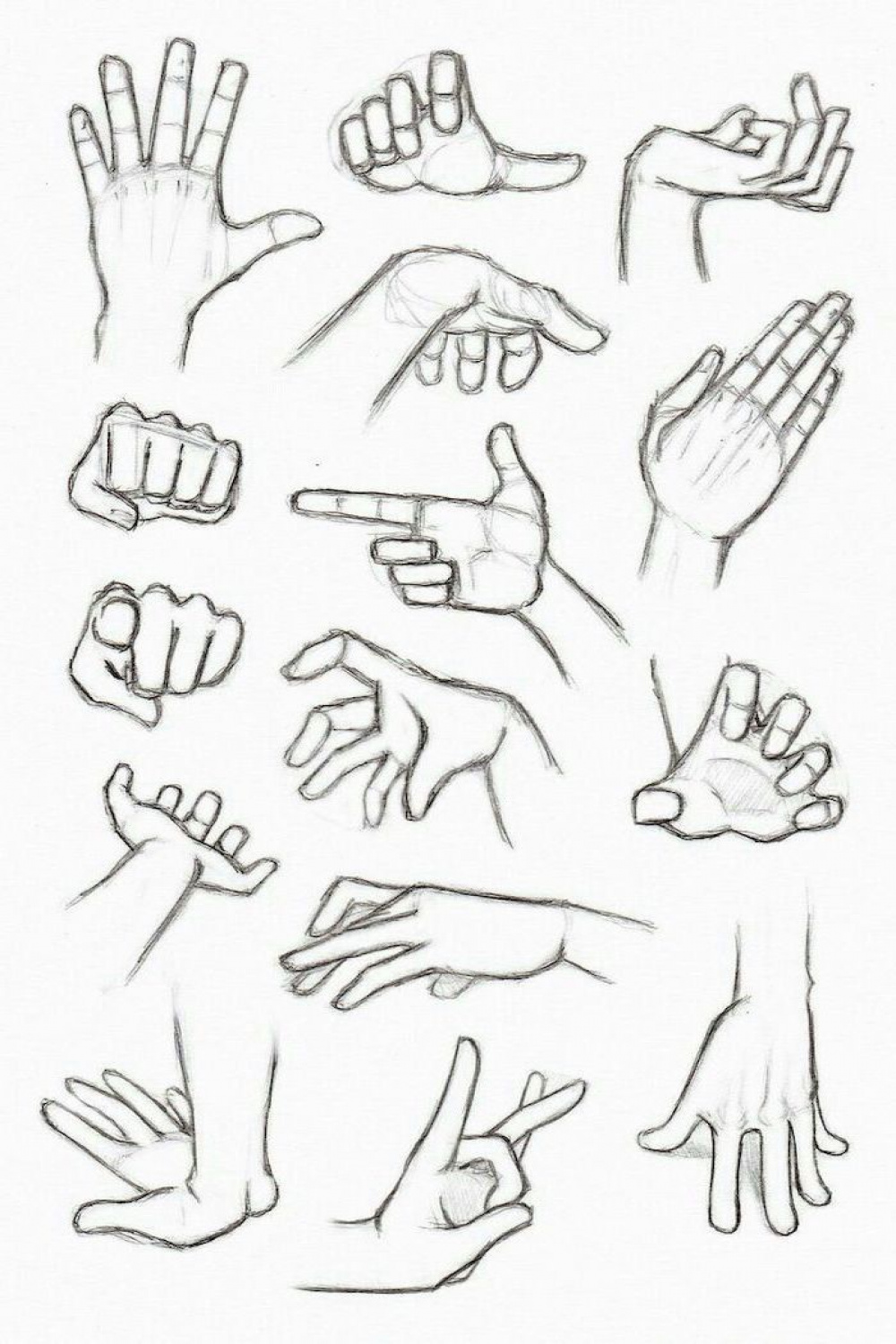 different hand gestures, how to draw anime girl, black and white