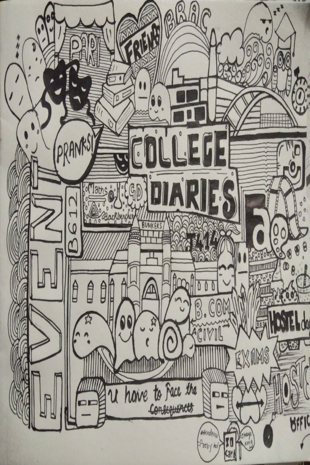 Doodle  College Diaries  Doodle art designs, Doodles, Pencil