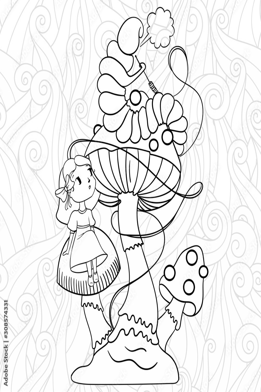 Doodle illustration of Alice in Wonderland
