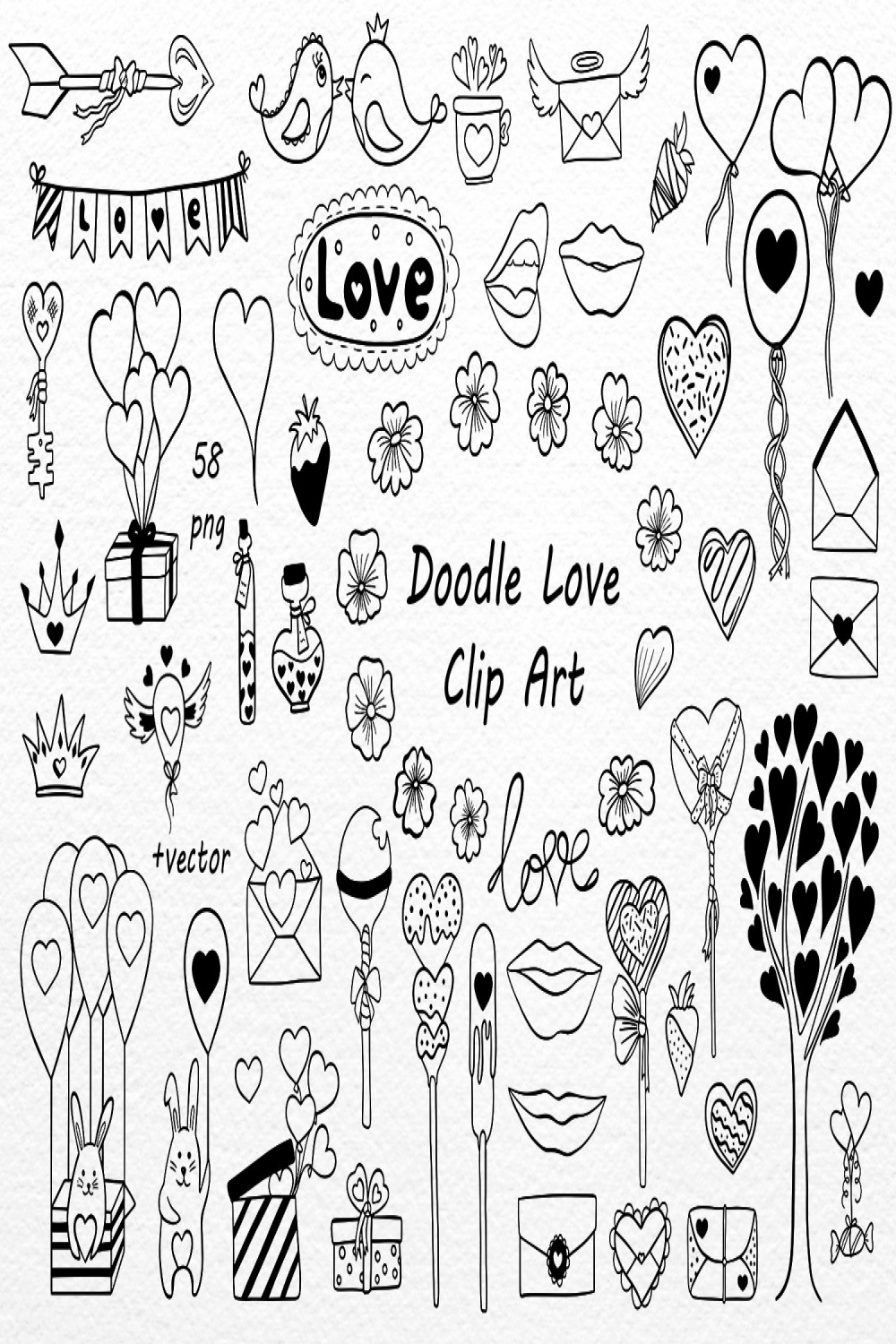 Doodle Love Clip Art Love Doodles Clipart Hand Drawn - Etsy Sweden