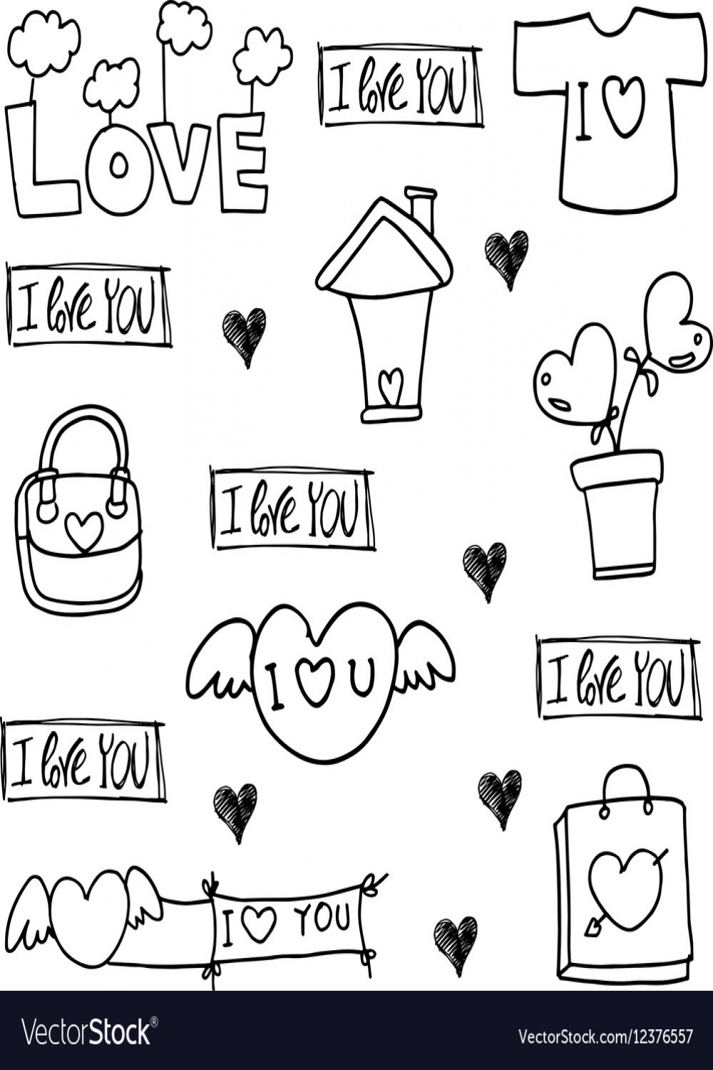 Doodle of love with hand draw Royalty Free Vector Image