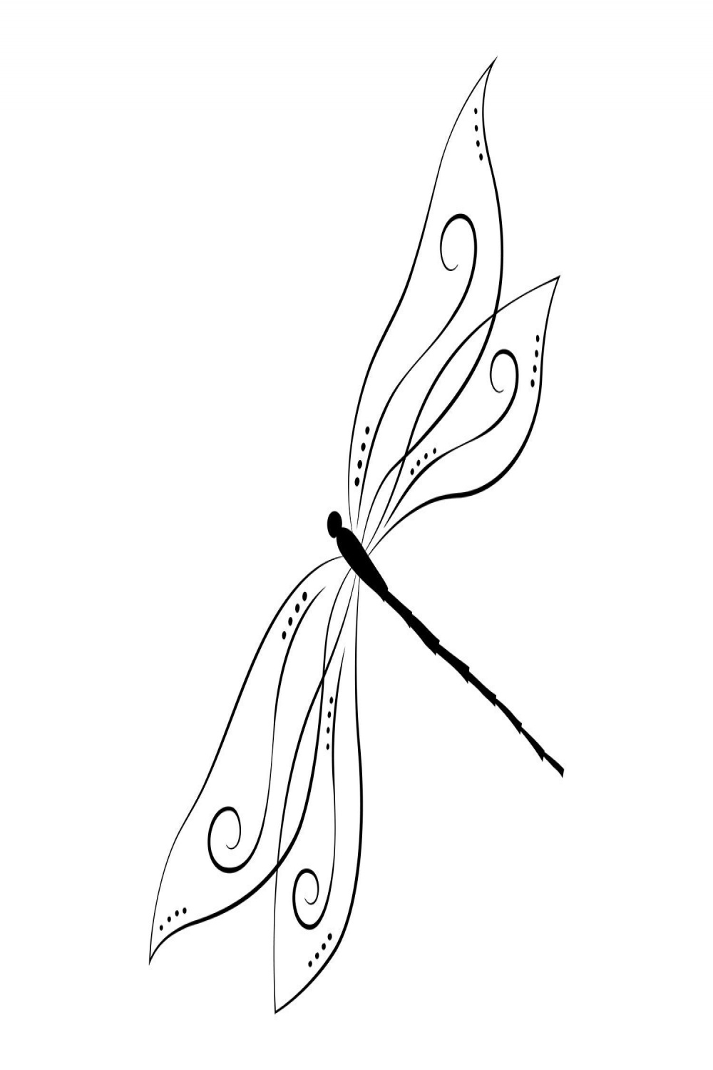 Dragonfly Line Drawing Digital Download Printable Coloring Page