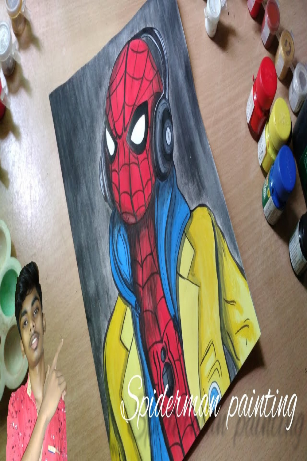 Draw Spiderman wearing headphones  spiderman painting  How to Draw  spiderman