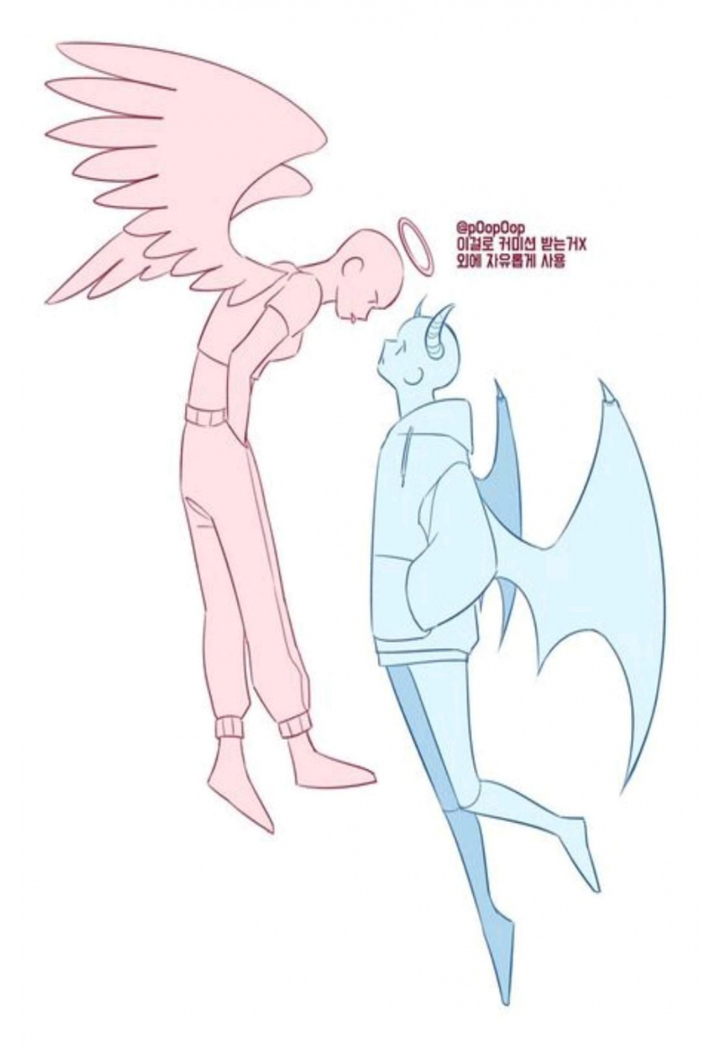 drawing bases angel and demon in   Drawing base, Drawing