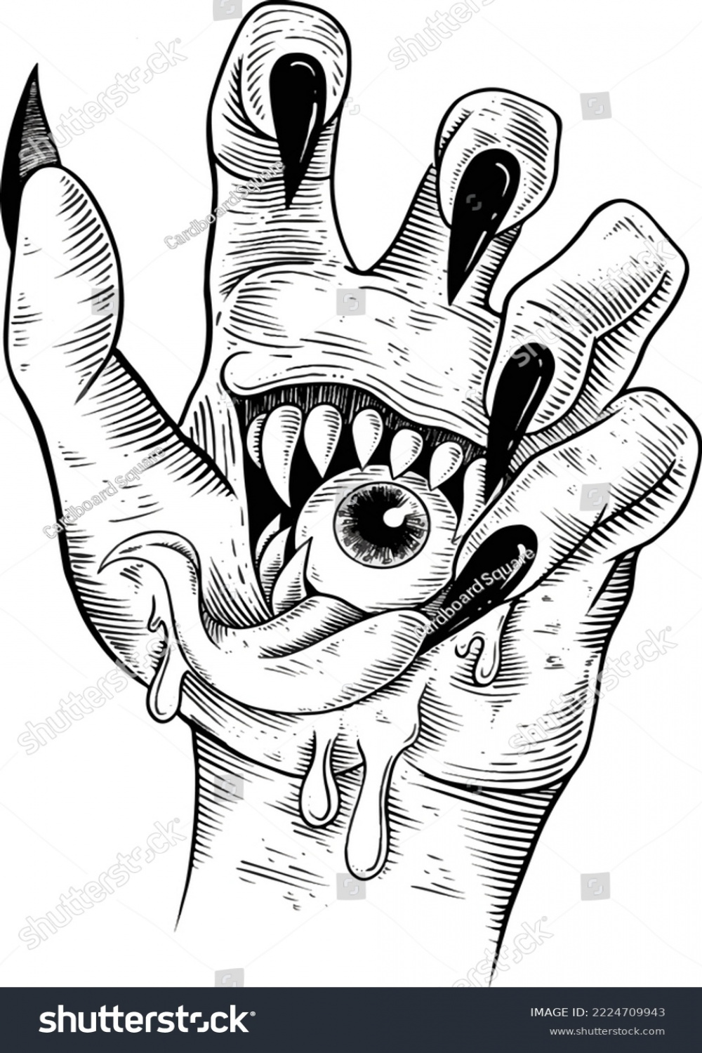 Drawing Engraving Style Illustration Creepy Hand Stock Vector
