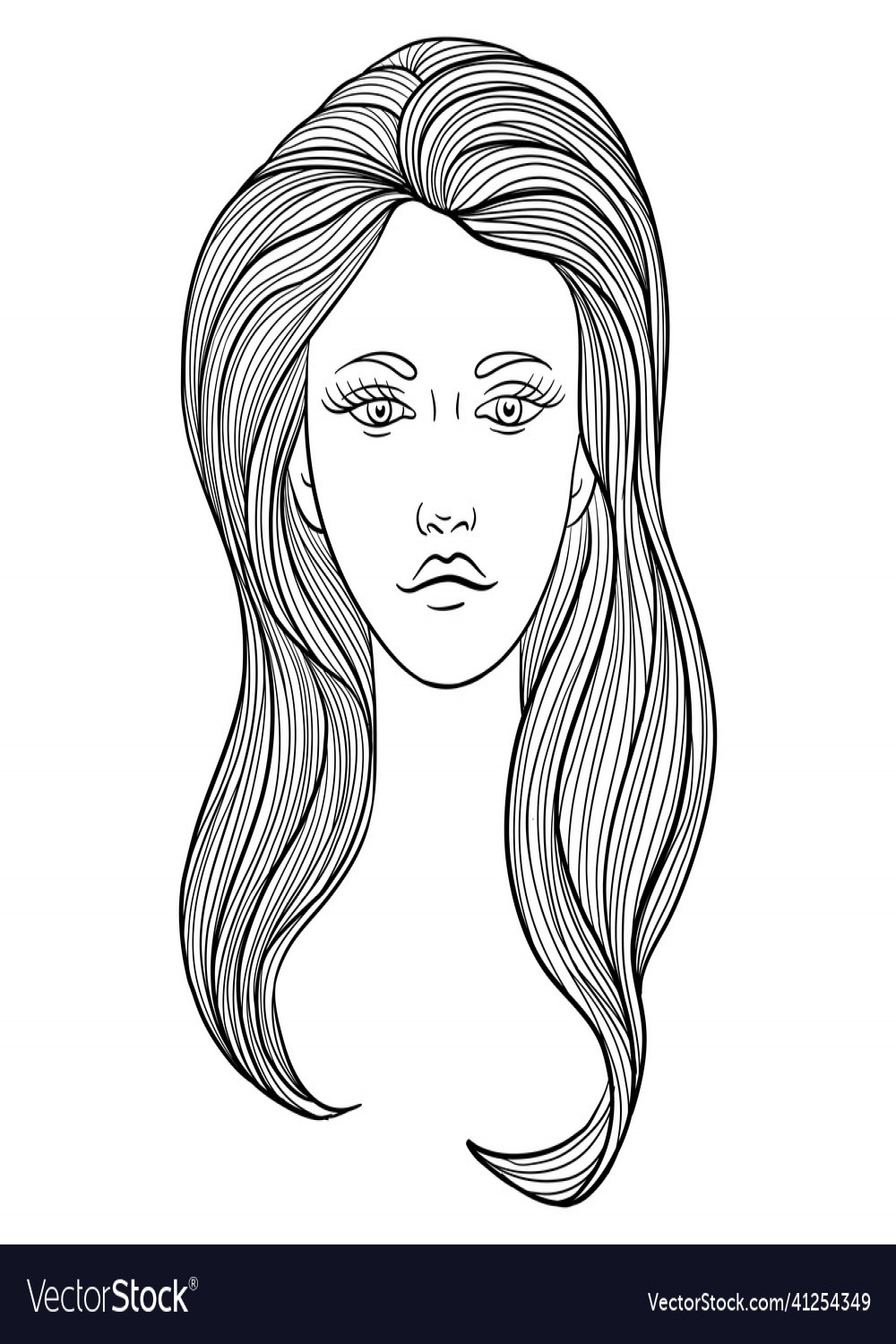 Drawing girl with loose hair Royalty Free Vector Image