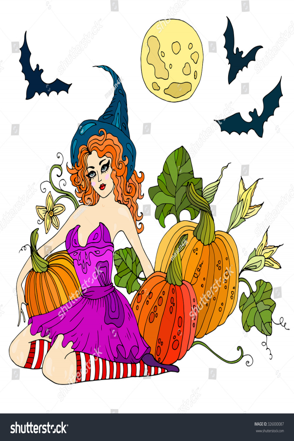 Drawing Graphic Color Halloween Pictures Young Stock Illustration