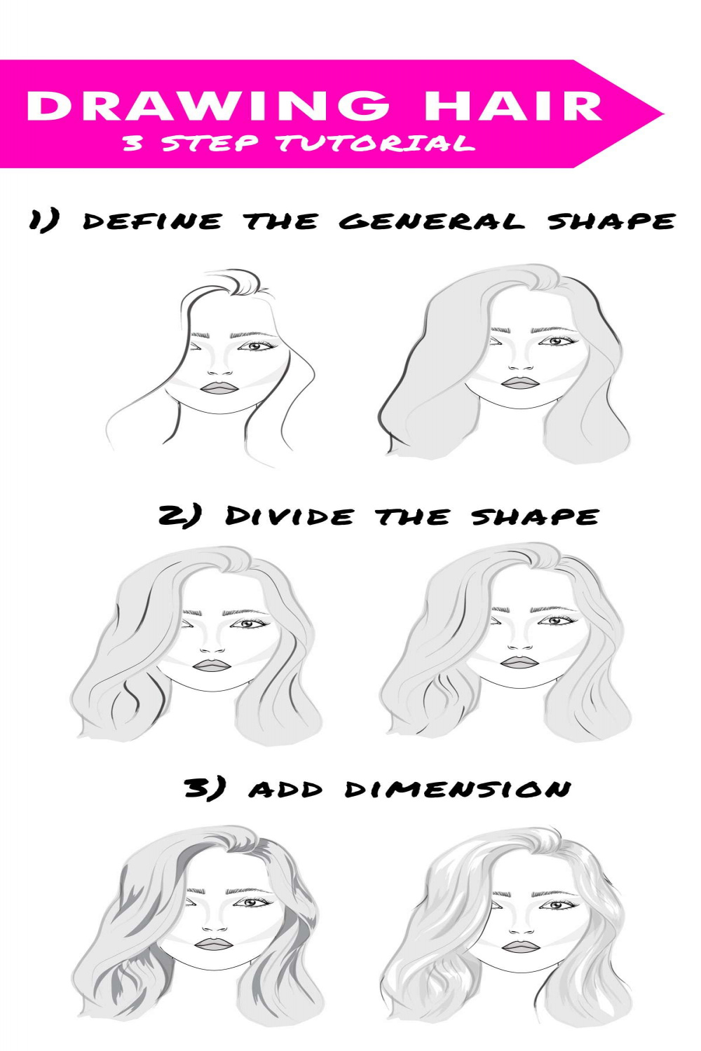 DRAWING HAIR  Fashion illustration hair, Fashion illustration