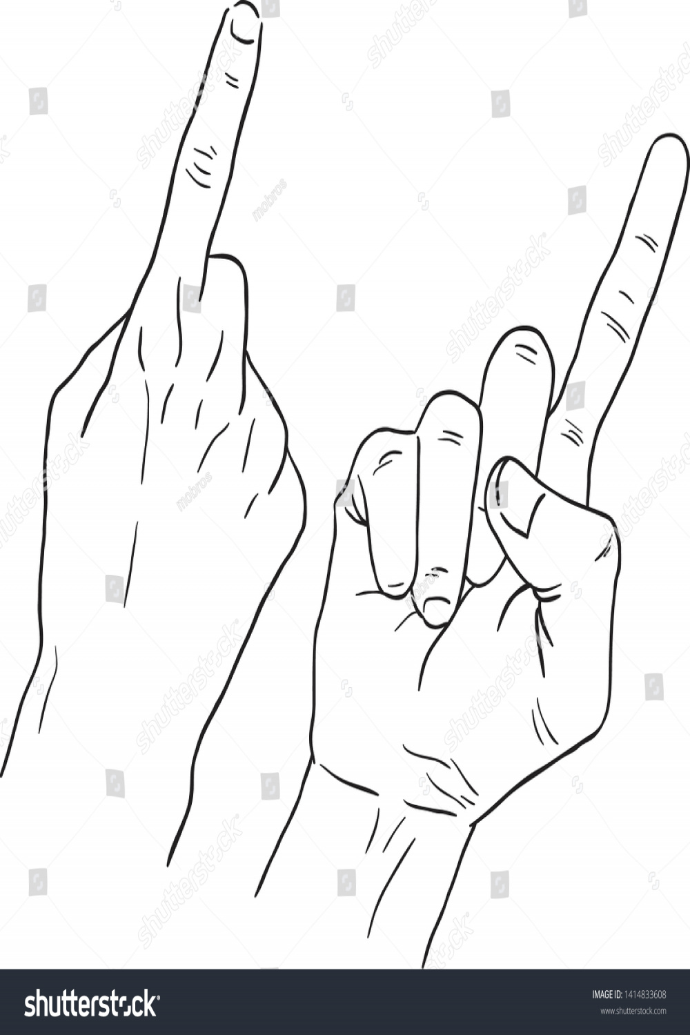 Drawing Hand Black Line Art One: Stock-Vektorgrafik (Lizenzfrei