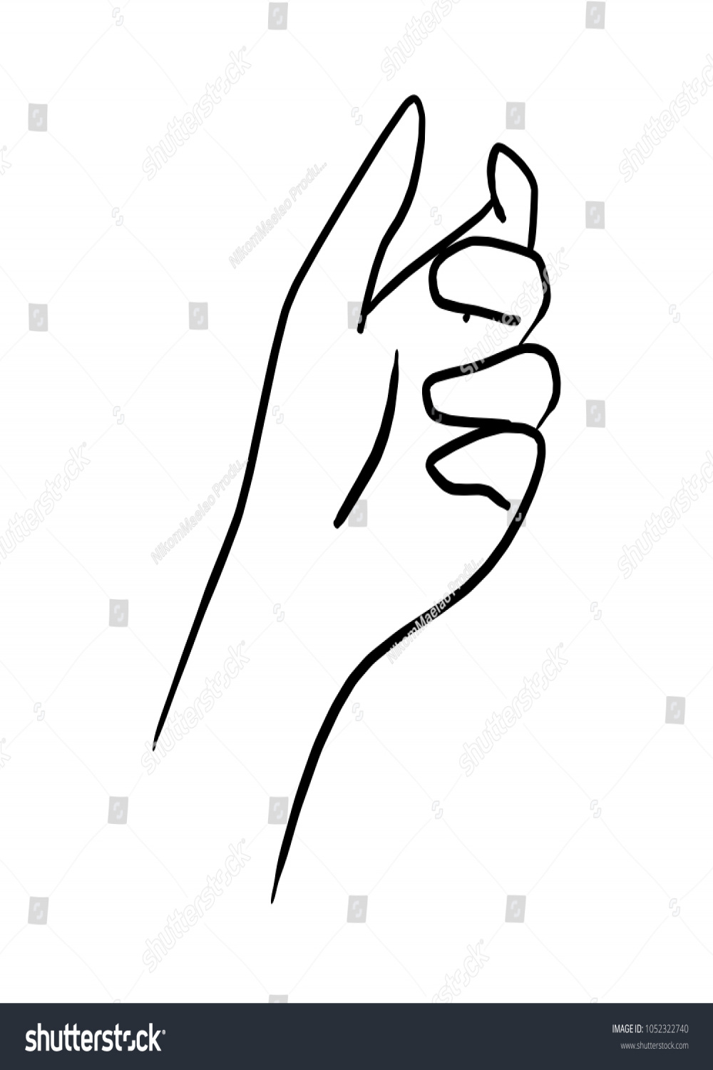 Drawing Hand Holding Something Transparent Vector: Stock