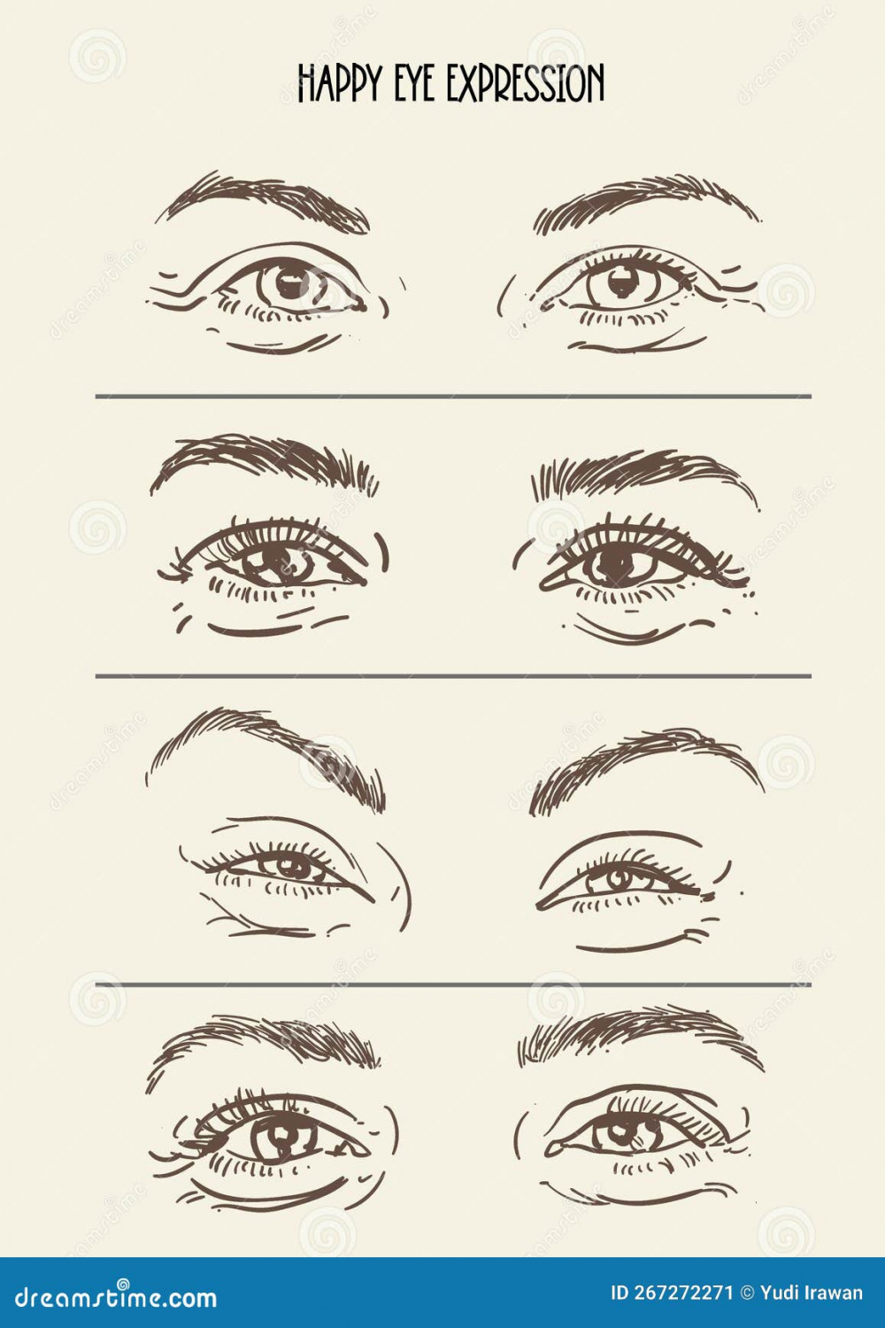 Drawing Happy Eye Expression Illlustration Stock Vector