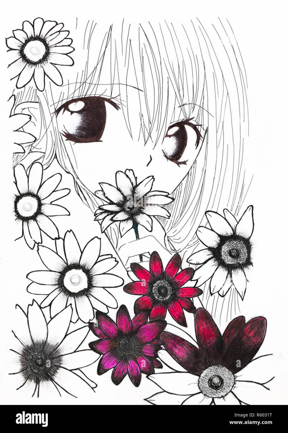 Drawing in the style of anime