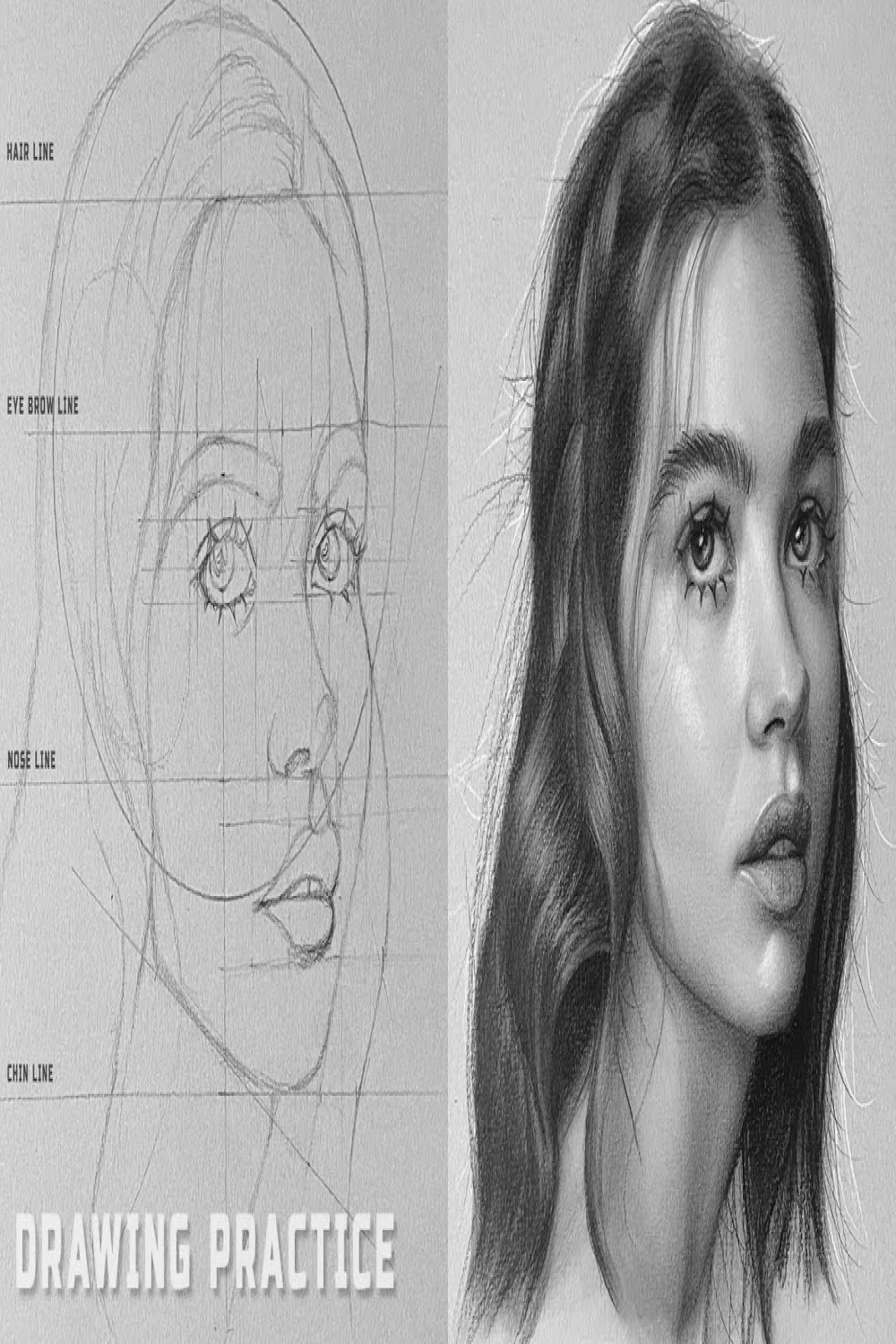 Drawing Practice - Portrait Drawing with Graphite Pencils using Loomis  Method