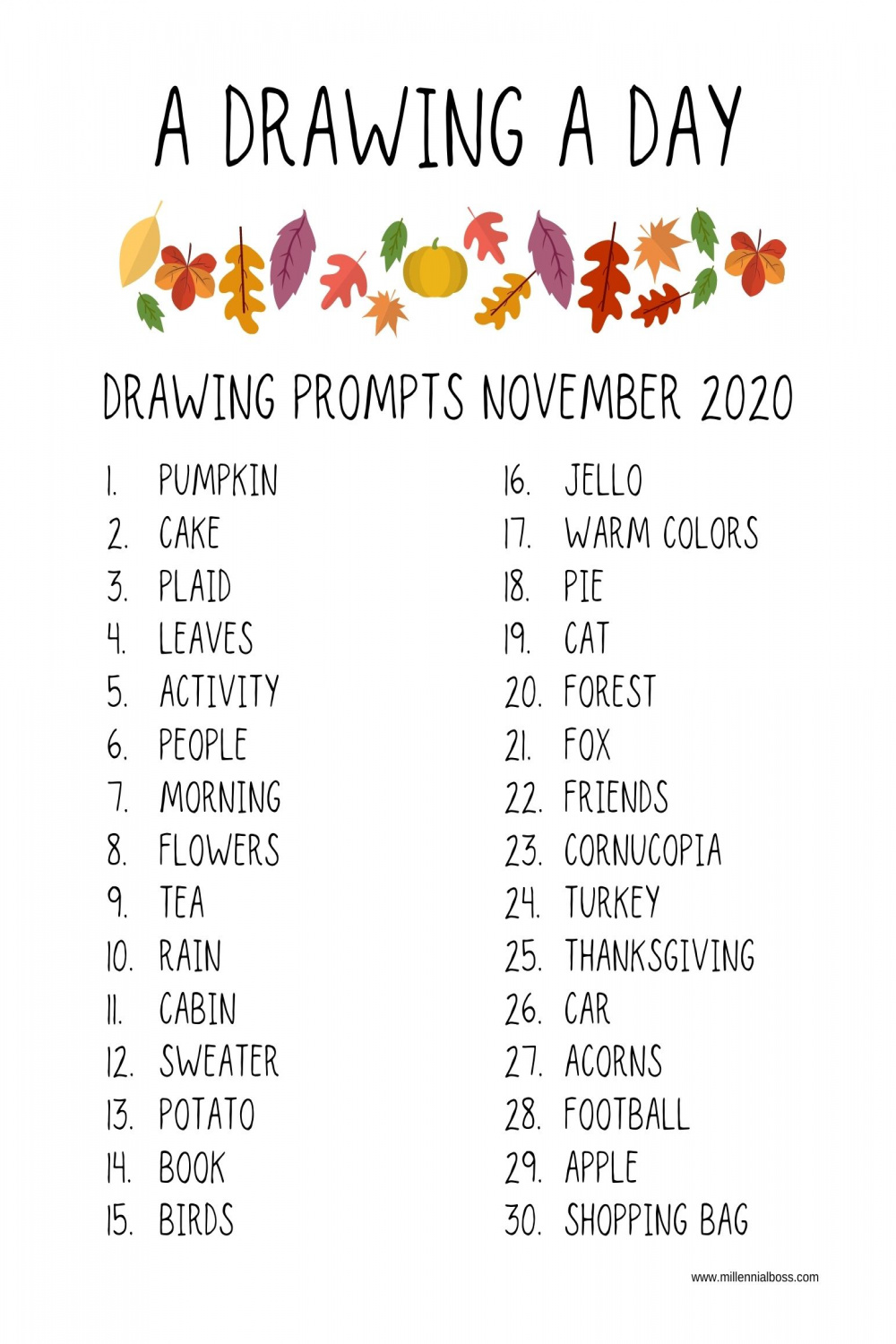 Drawing Prompts November