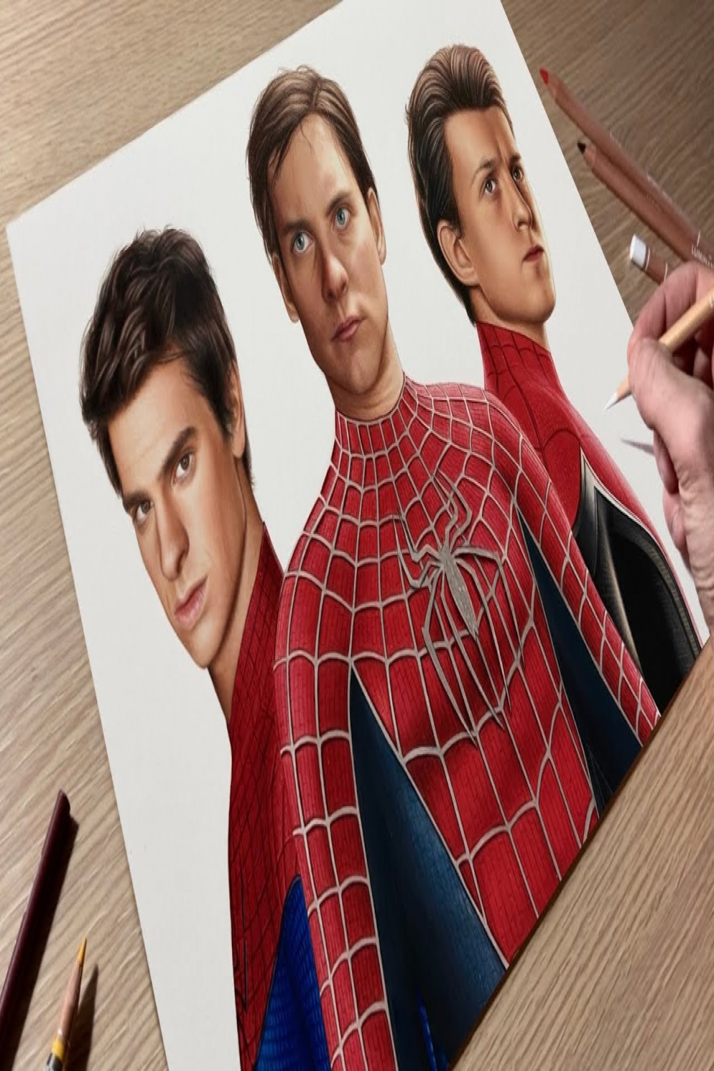 Drawing Spider-Man (Tobey Maguire, Andrew Garfield and Tom Holland) • Time  Lapse