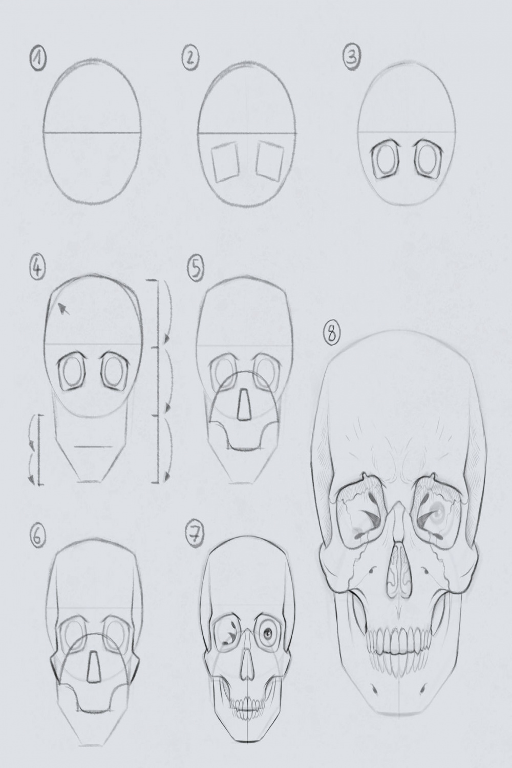 Drawing the Skull in  to  steps by gregor-kari on DeviantArt