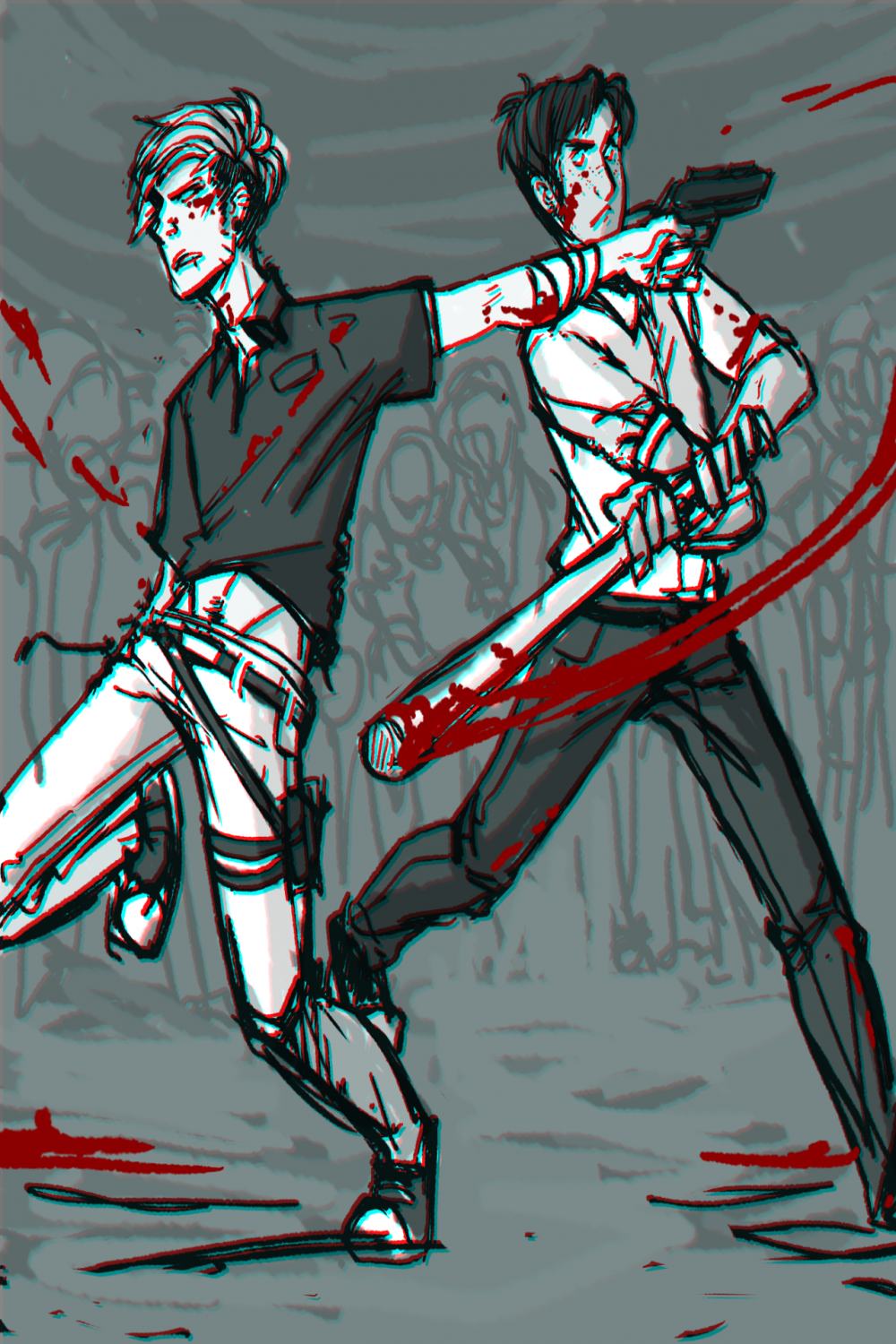 % drawing — zombie apocalypse aus are cool but action poses
