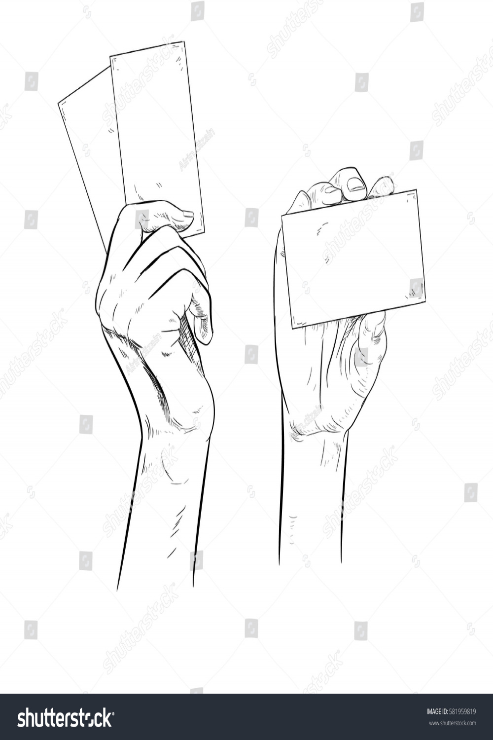 Drawn Hand Holding Cards Sketch Hand Stock Vector (Royalty Free