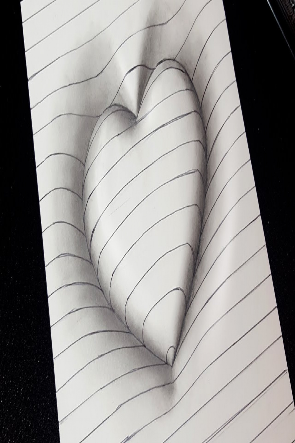 Easy Drawing! How to Draw d Heart with Lines - Pencil Drawing