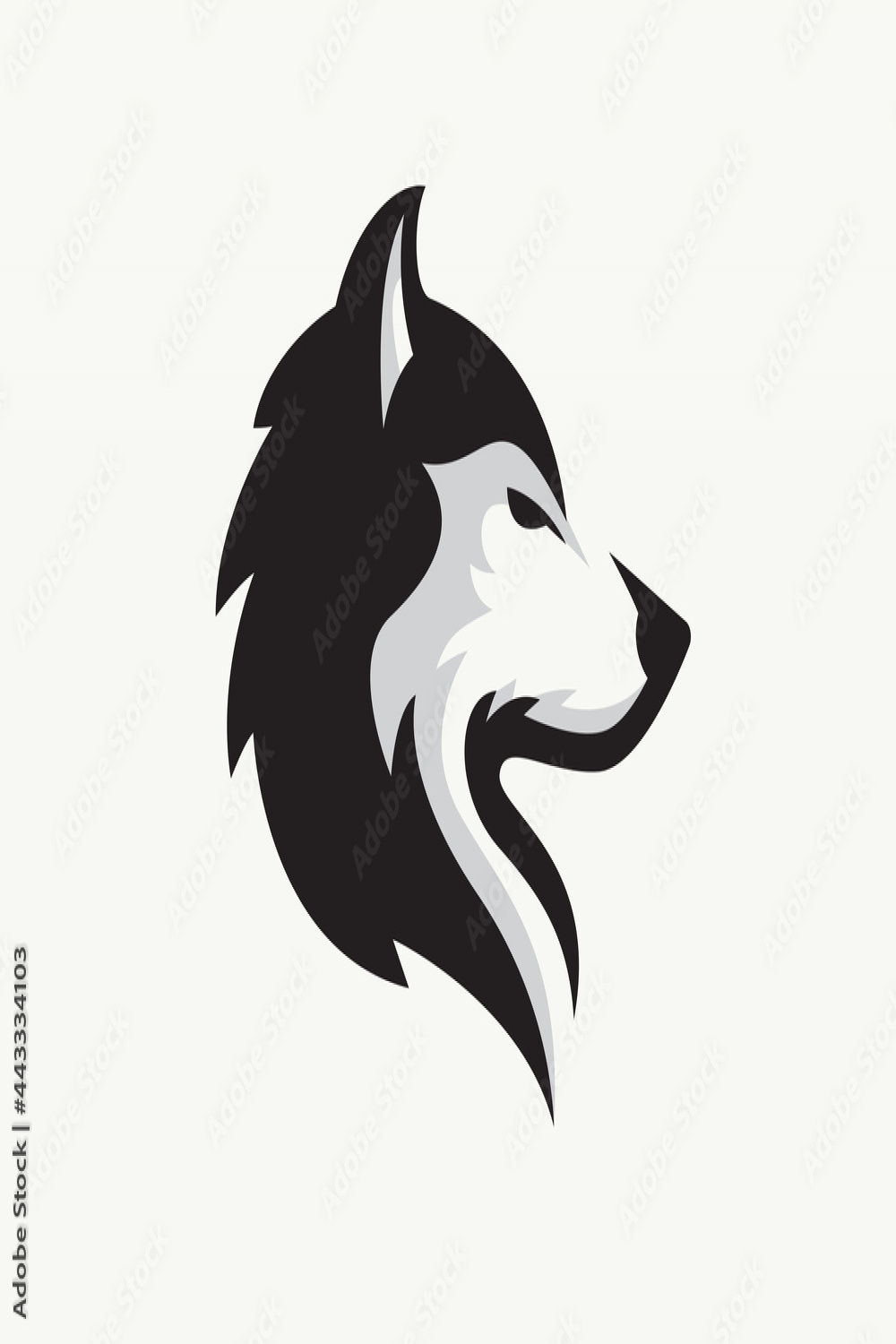 elegant head wolf side view drawing art logo design illustration