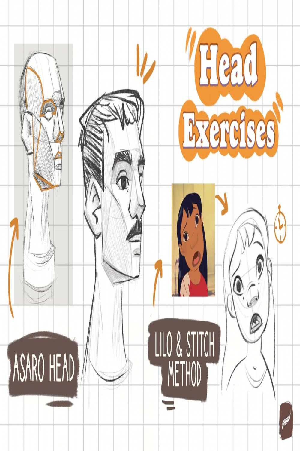 FACE DRAWING Exercises  The Asaro Head, Lilo & Stitch method, Using Shapes   👽