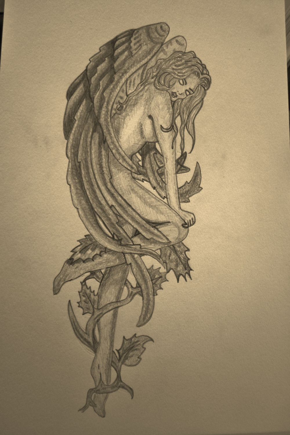 Fallen angel pencil sketch  Pencil drawings, Pencil drawings of
