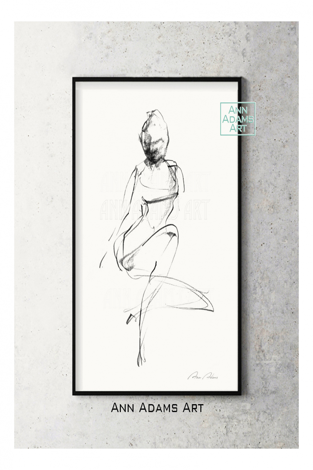 Female abstract sketch Figure Drawing Abstract Black and White Art nude  sketch simple line, Art Print from Original Artwork by Ann Adams,