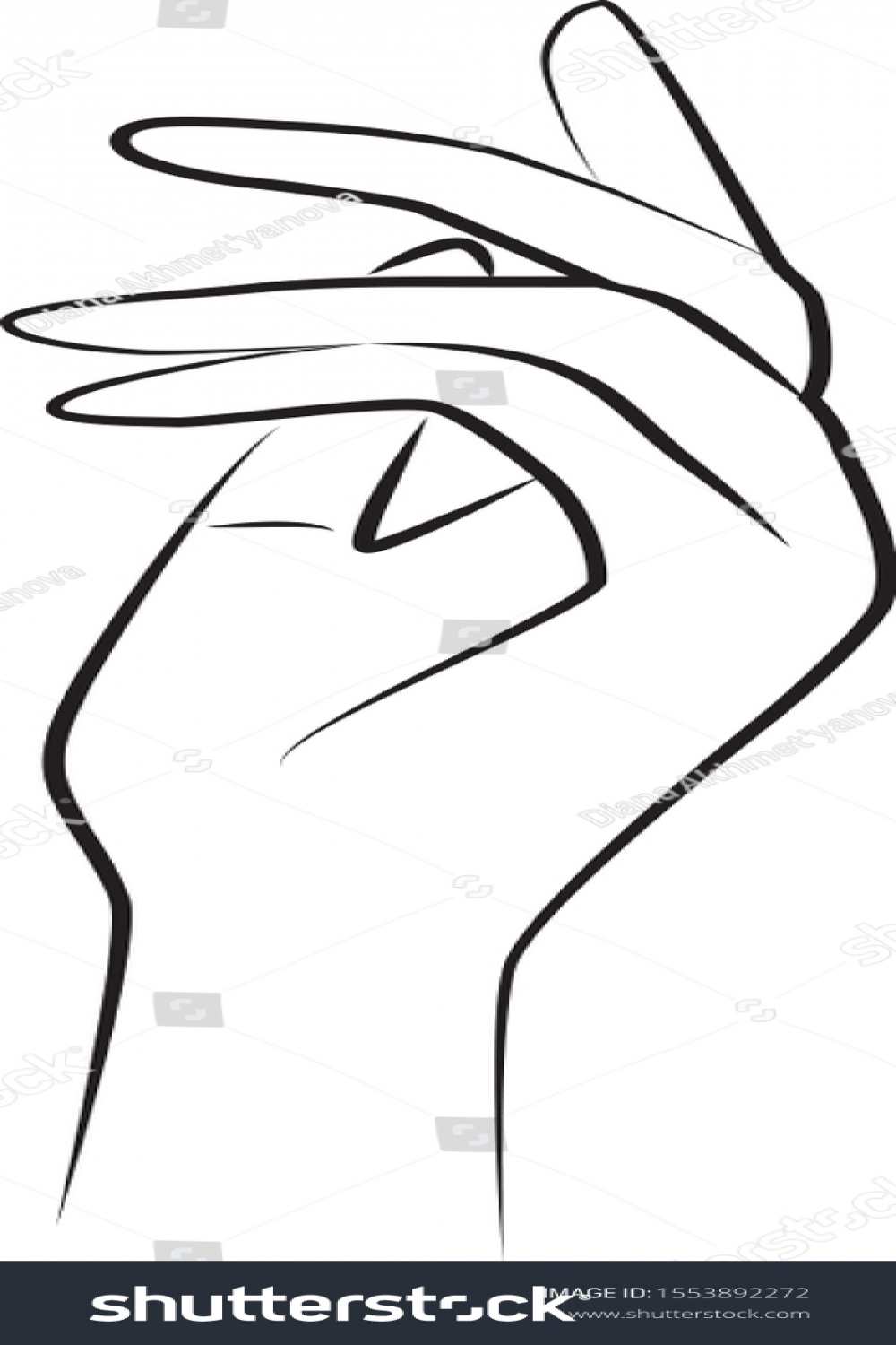 Female Hand Outline Drawing Line Art Stock Vector (Royalty Free