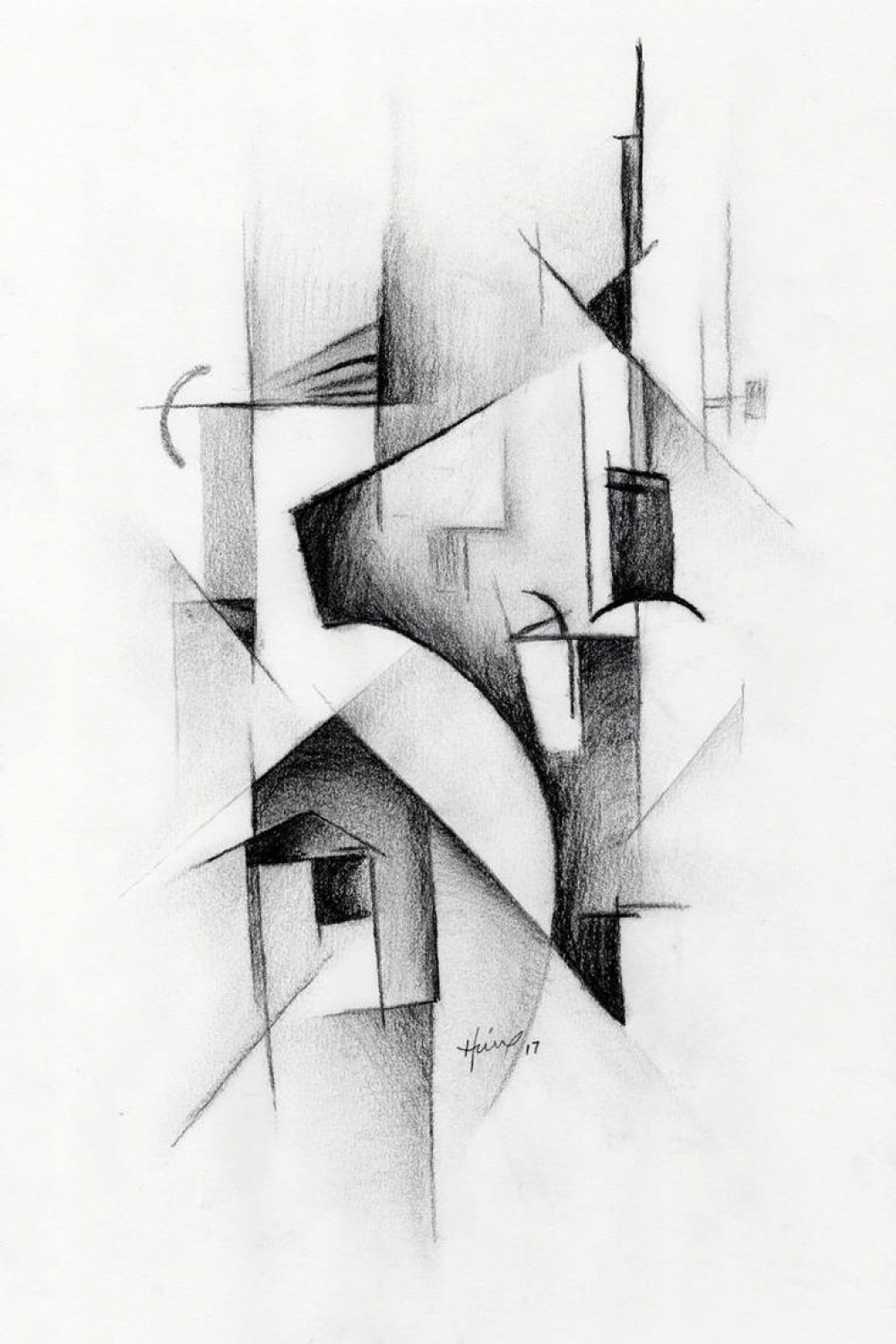 Five Drawing  Abstract charcoal art, Abstract art painting