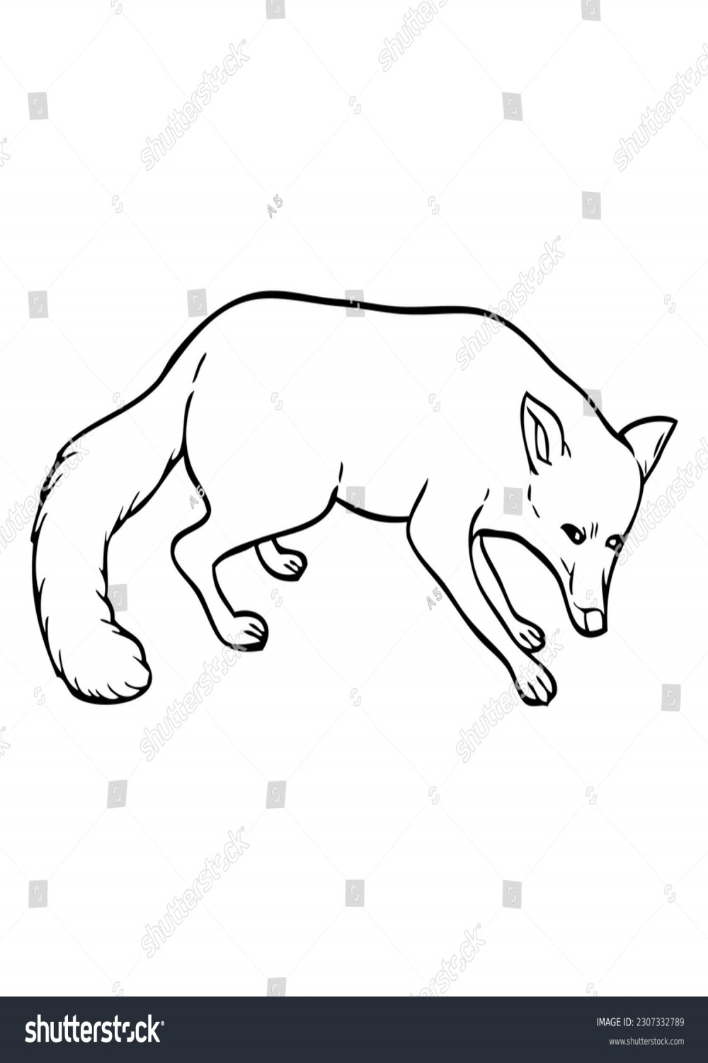 Fox Outline Vector Illustrationisolated On White Stock Vector