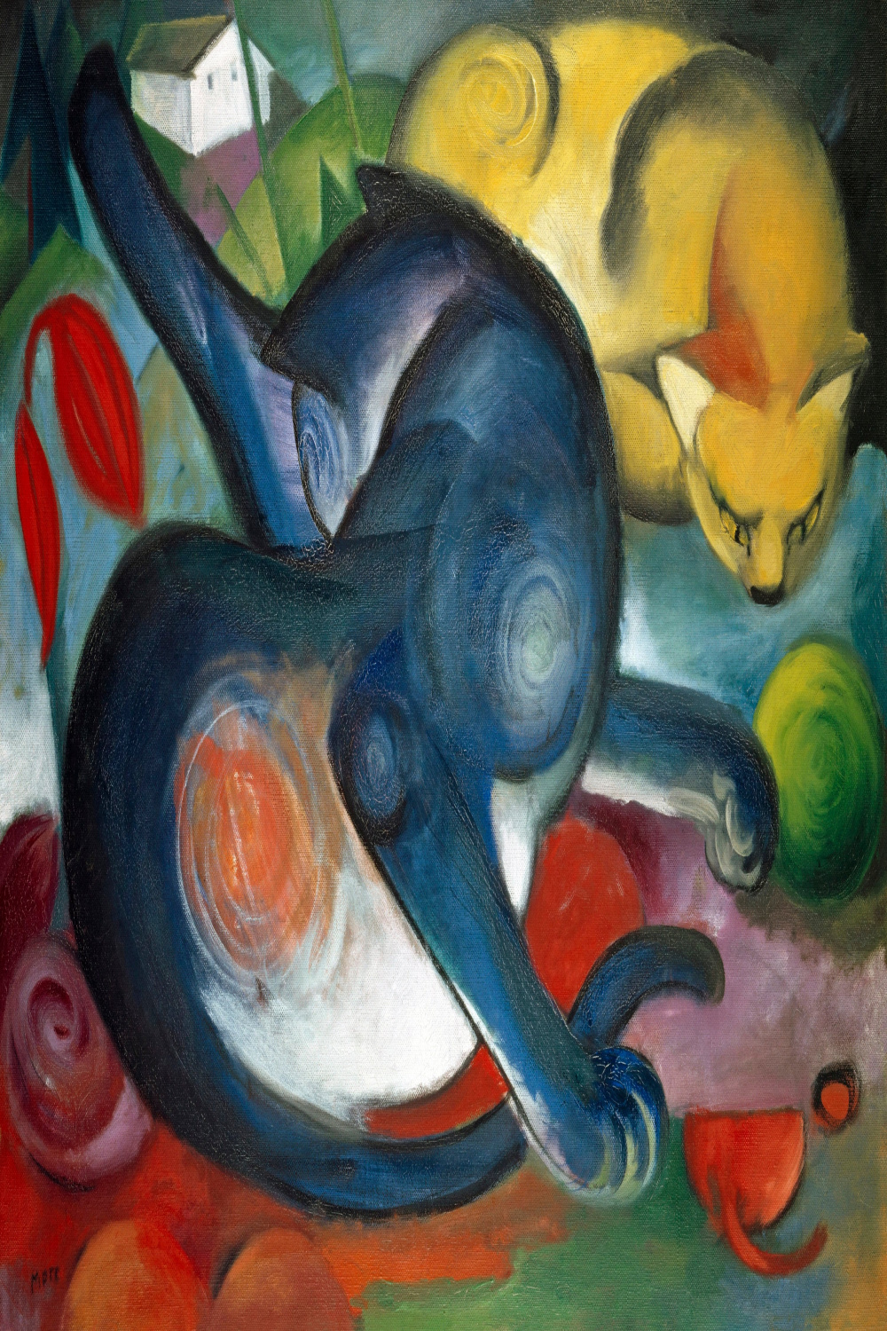 FRANZ MARC. Two Cats Blue and Yellow
