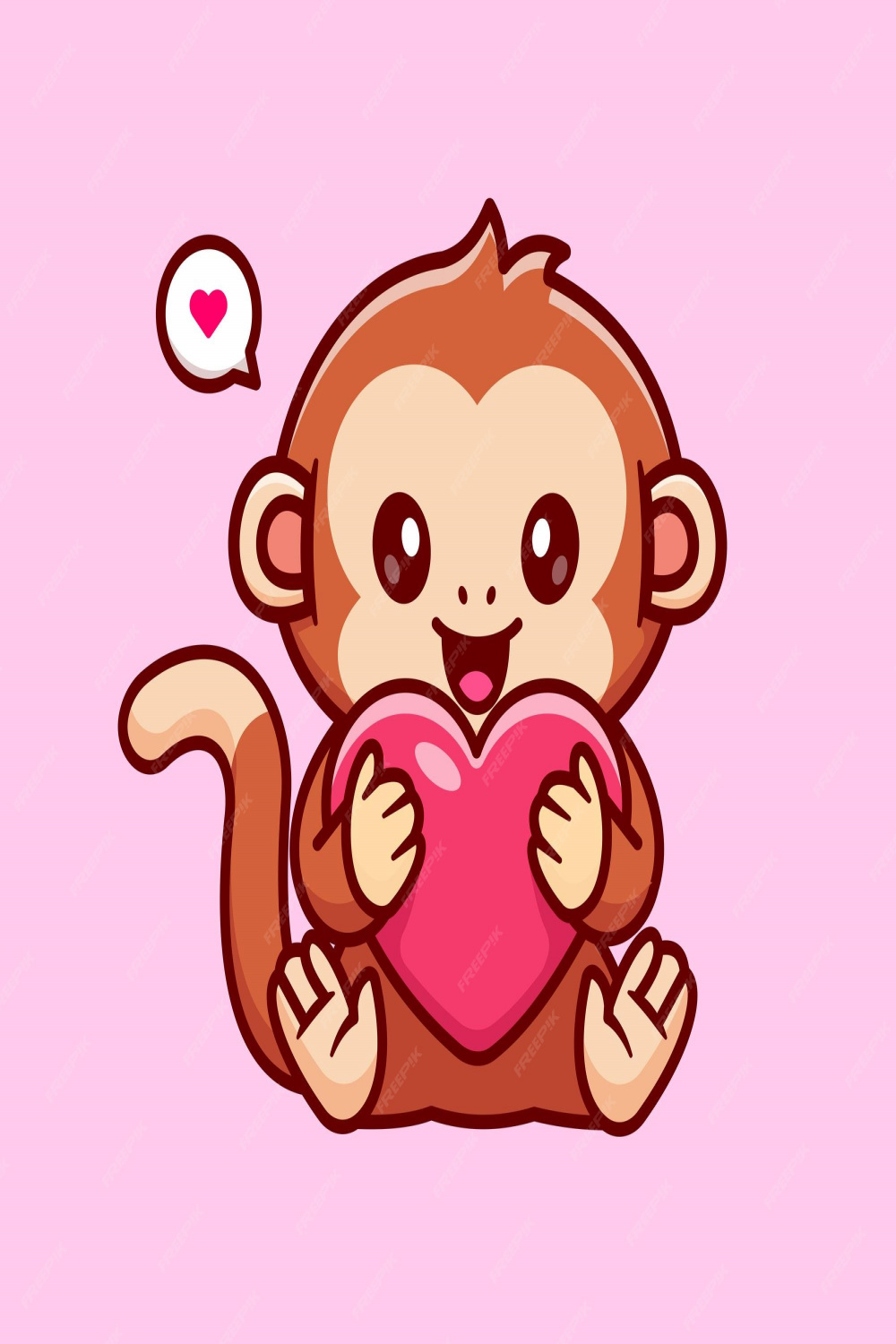 Free Vector  Cute monkey holding love heart cartoon vector icon